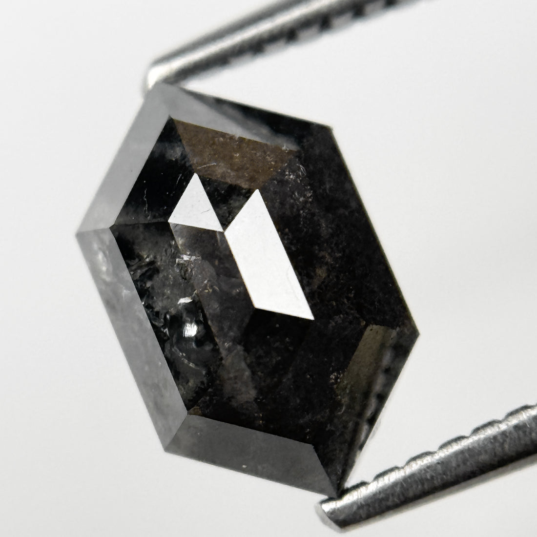 2.11 Ct Round Rose Cut Grey Natural Salt and Pepper Diamond