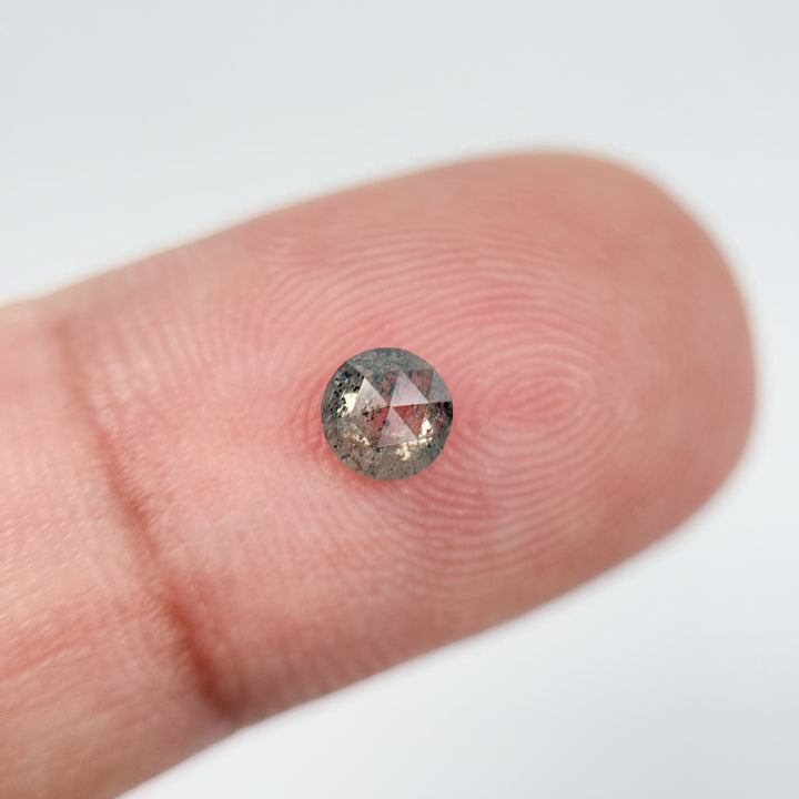 0.40 Ct Round Rose Cut Black Natural Salt and Pepper Diamond