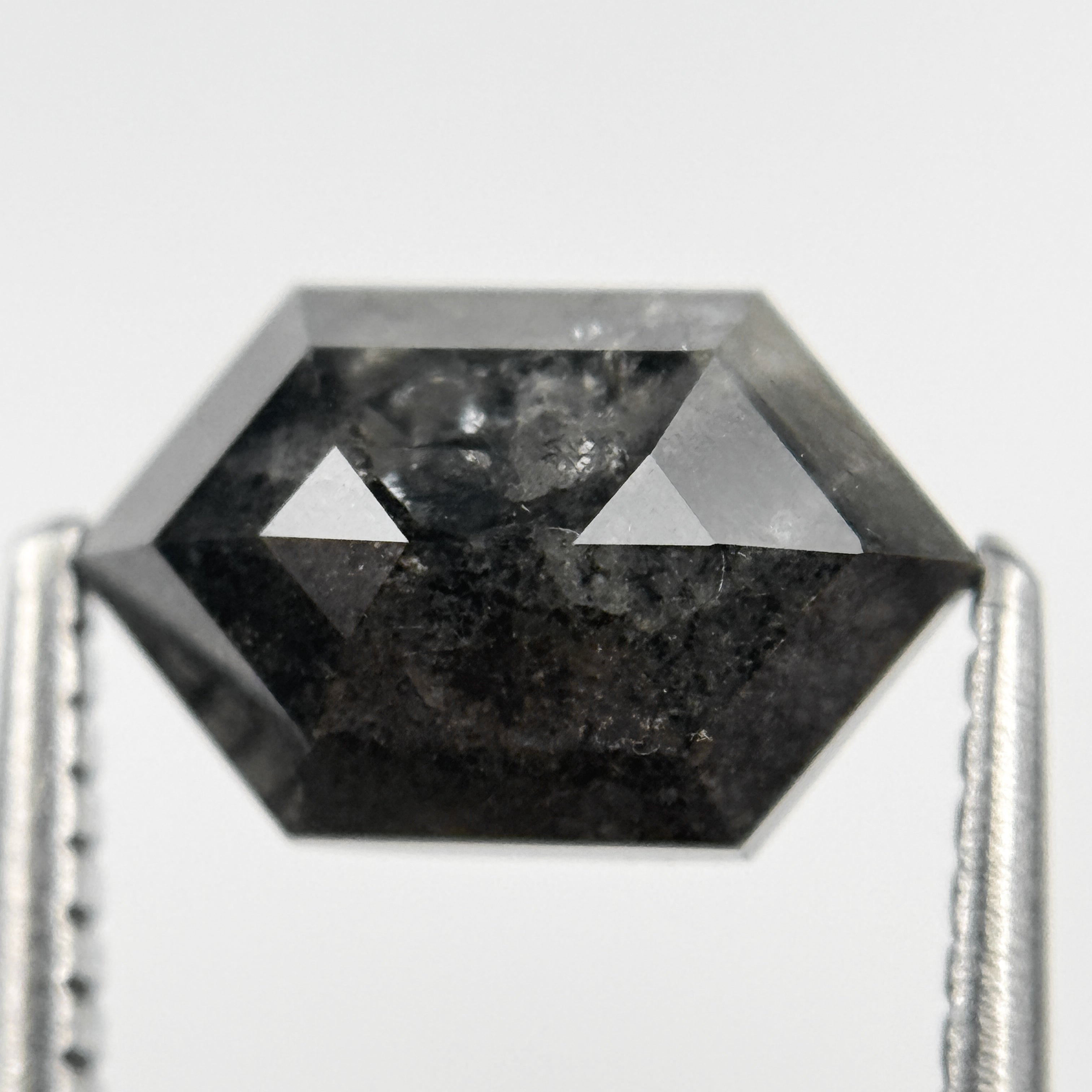 2.11 Ct Round Rose Cut Grey Natural Salt and Pepper Diamond