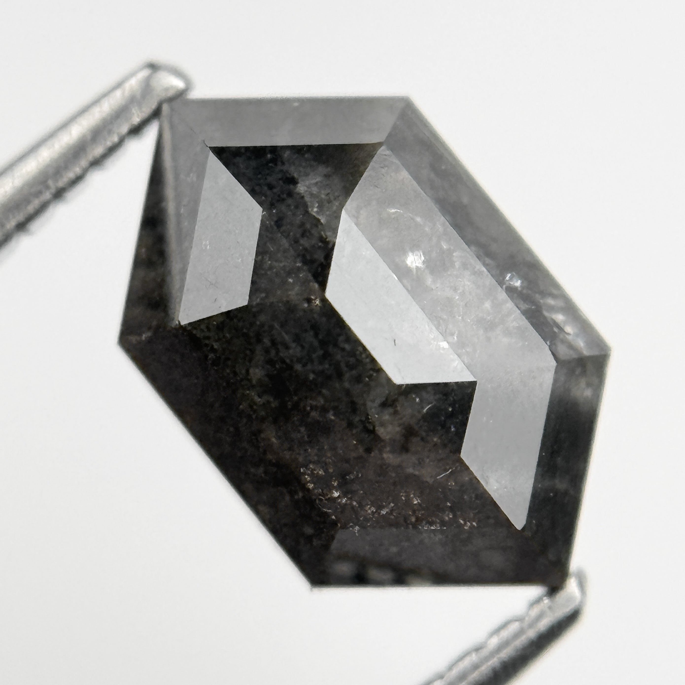 2.11 Ct Round Rose Cut Grey Natural Salt and Pepper Diamond