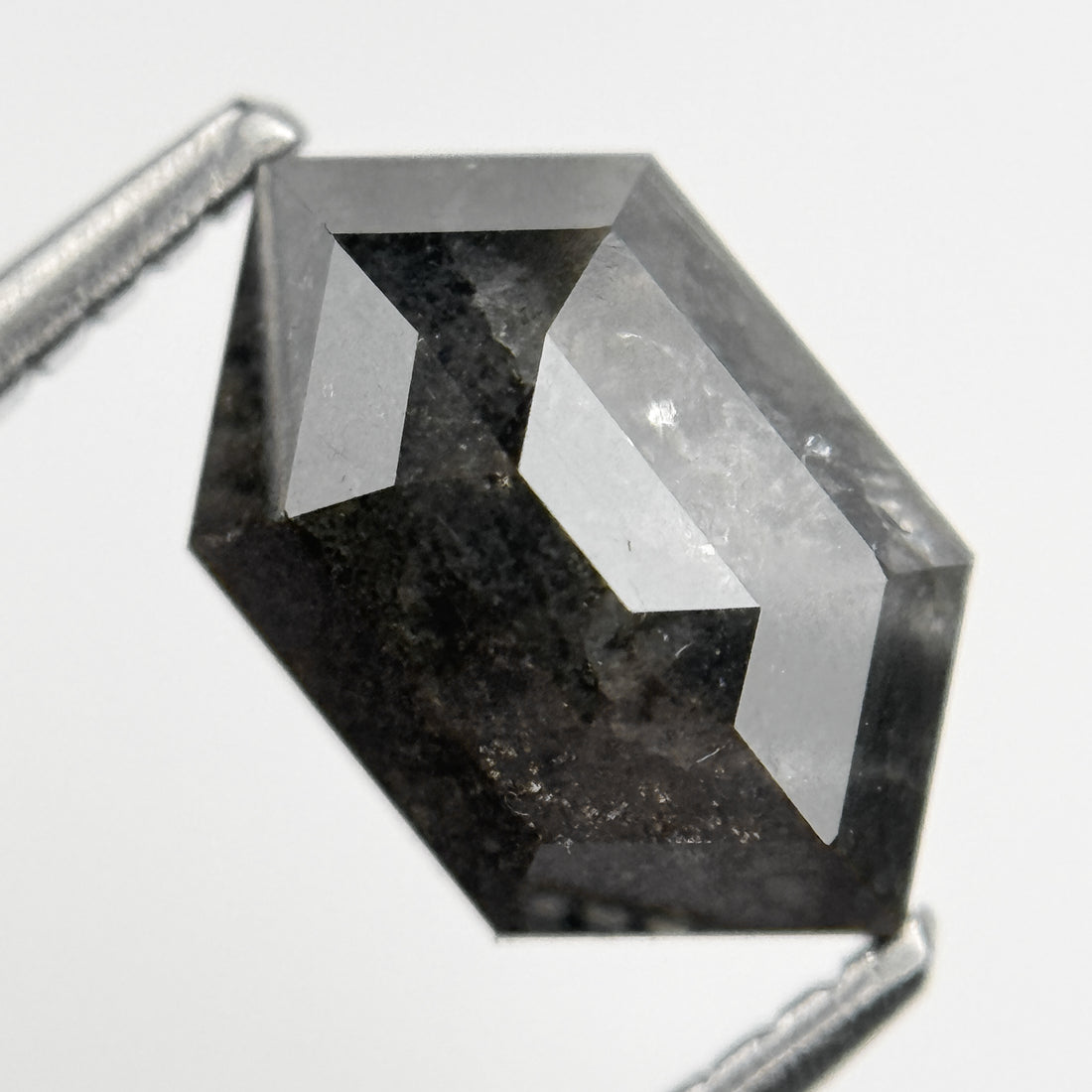 2.11 Ct Round Rose Cut Grey Natural Salt and Pepper Diamond
