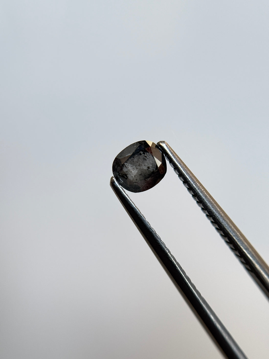 0.79 Ct Cushion Rose Cut Grey Natural Salt and Pepper Diamond