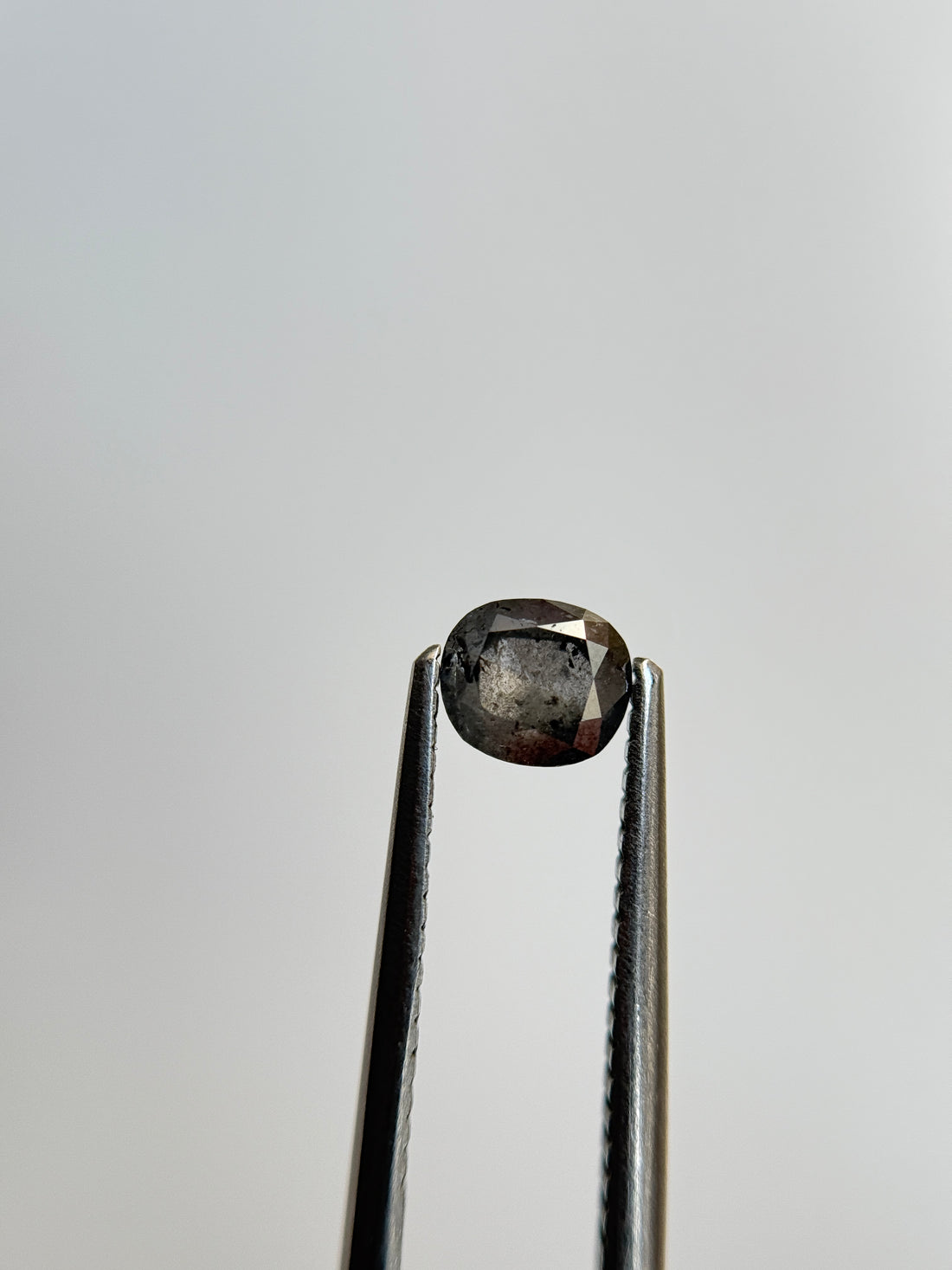 0.79 Ct Cushion Rose Cut Grey Natural Salt and Pepper Diamond