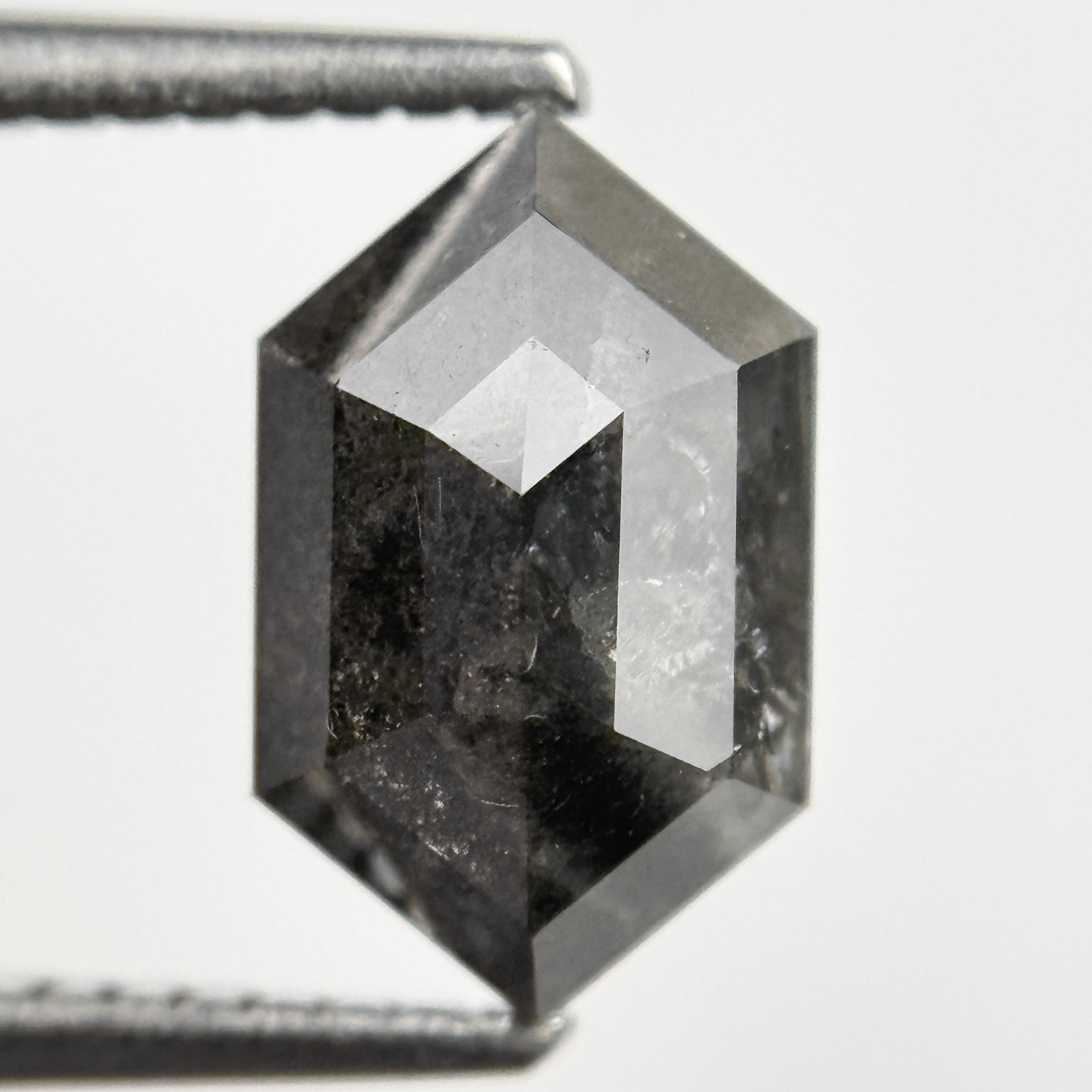 2.11 Ct Round Rose Cut Grey Natural Salt and Pepper Diamond