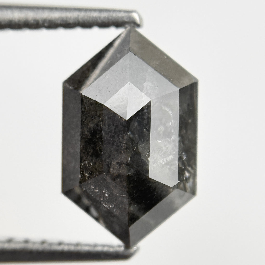 2.11 Ct Round Rose Cut Grey Natural Salt and Pepper Diamond