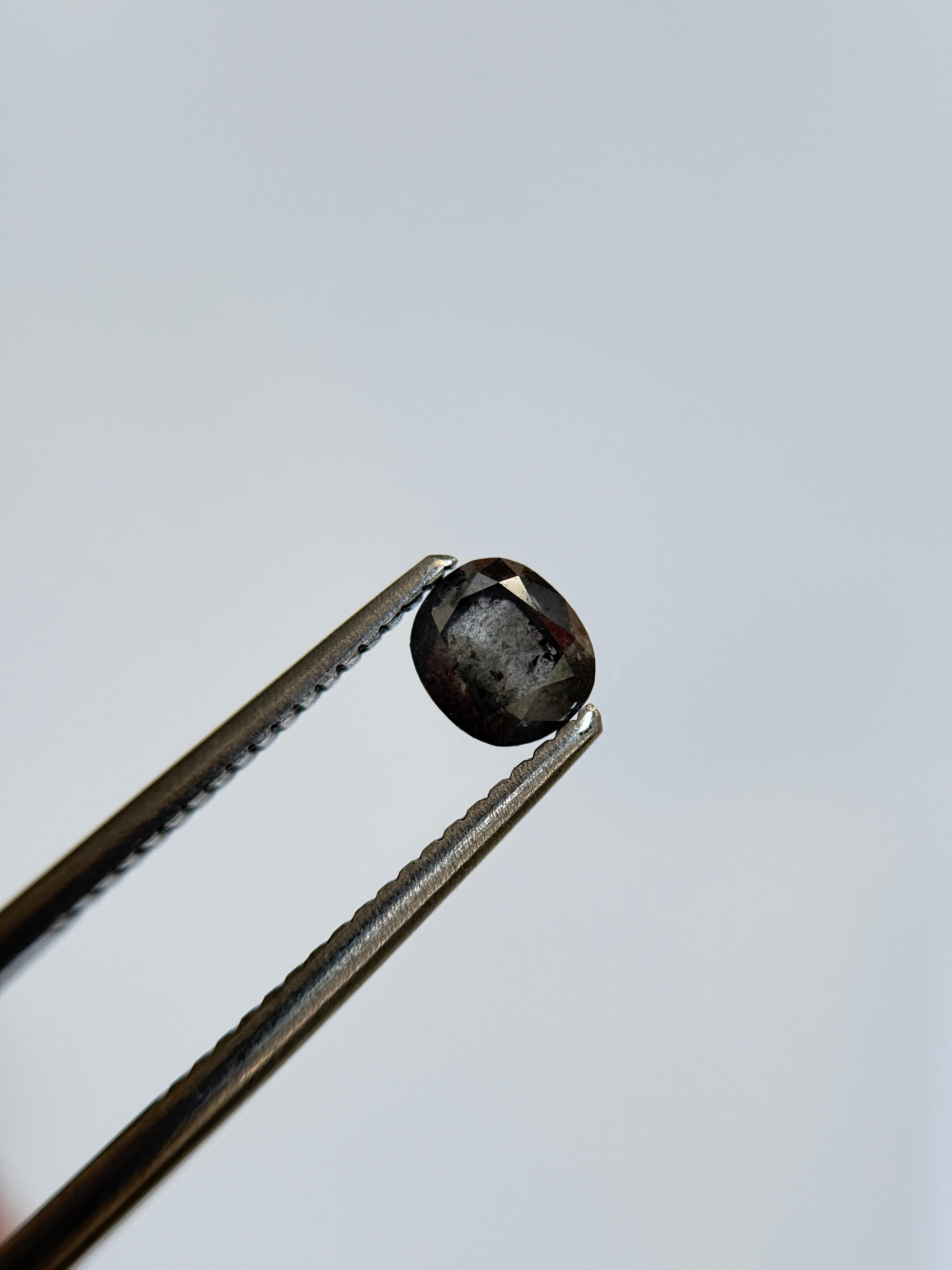 0.79 Ct Cushion Rose Cut Grey Natural Salt and Pepper Diamond