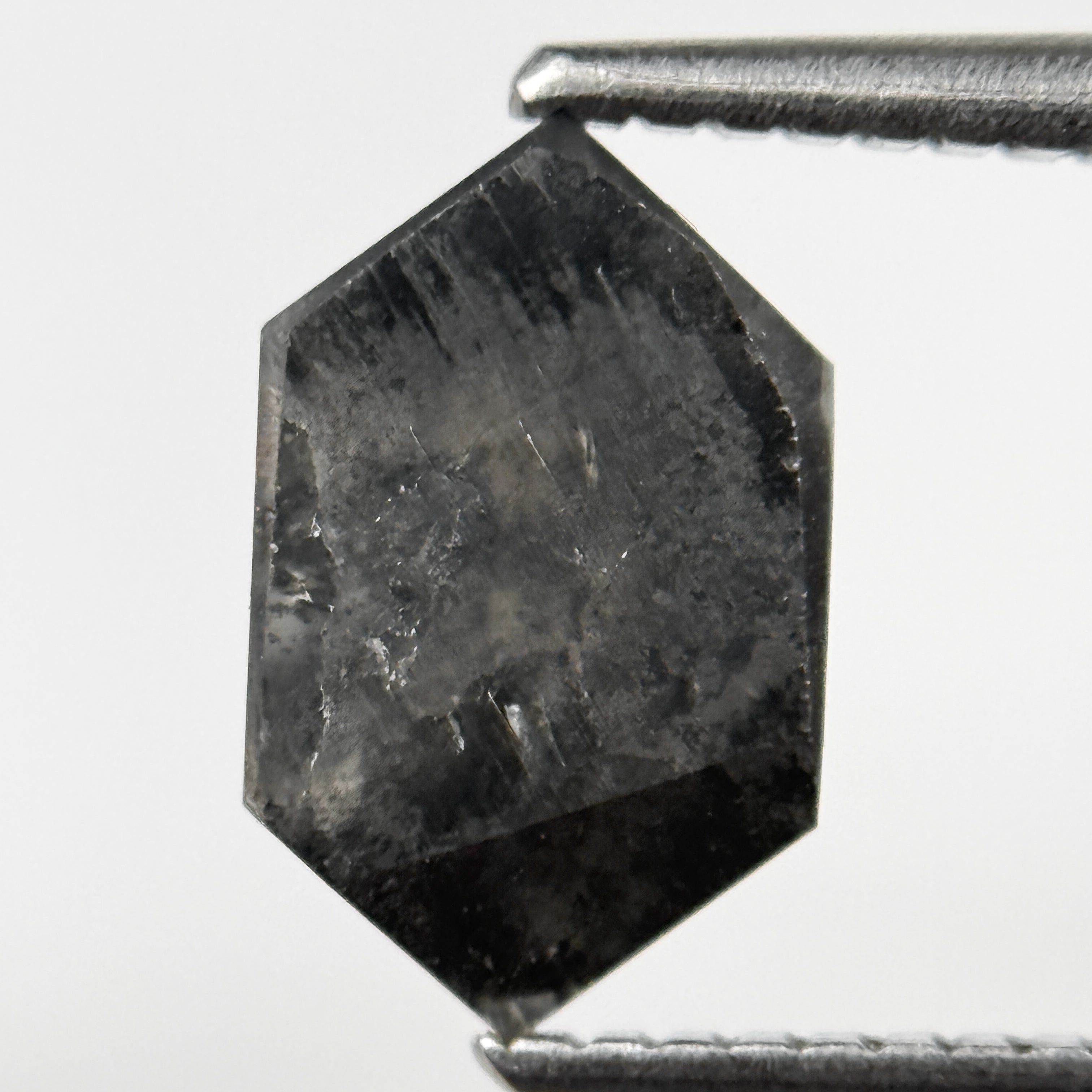 2.11 Ct Round Rose Cut Grey Natural Salt and Pepper Diamond