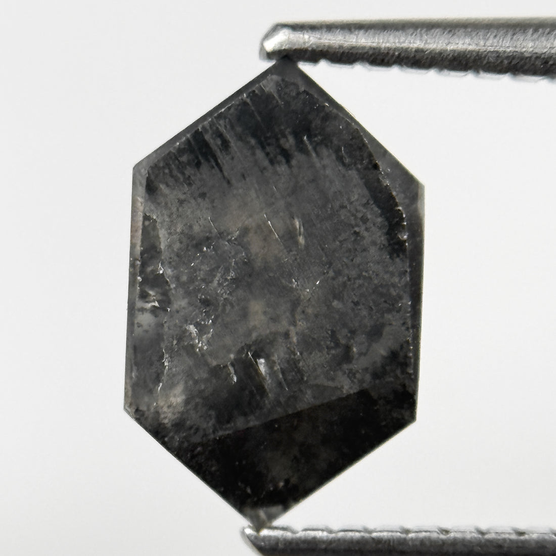 2.11 Ct Round Rose Cut Grey Natural Salt and Pepper Diamond