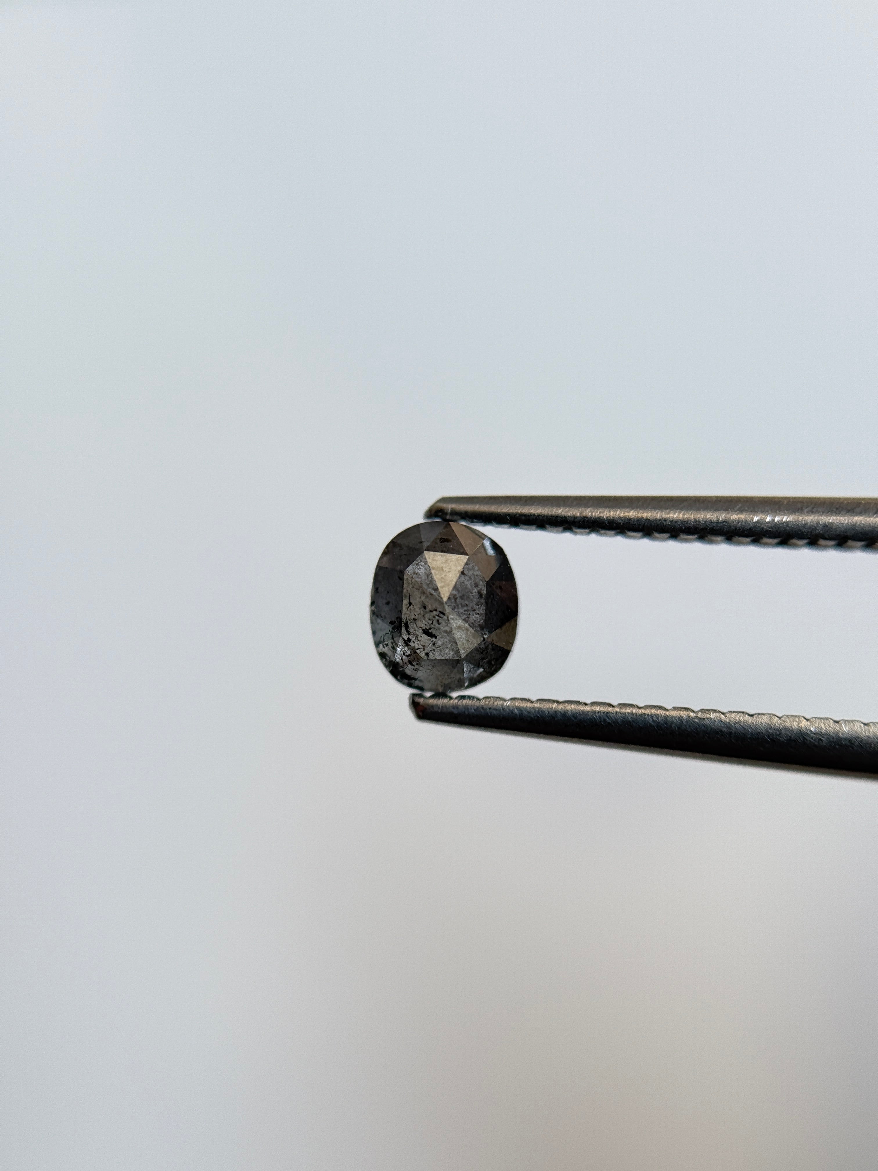 0.79 Ct Cushion Rose Cut Grey Natural Salt and Pepper Diamond