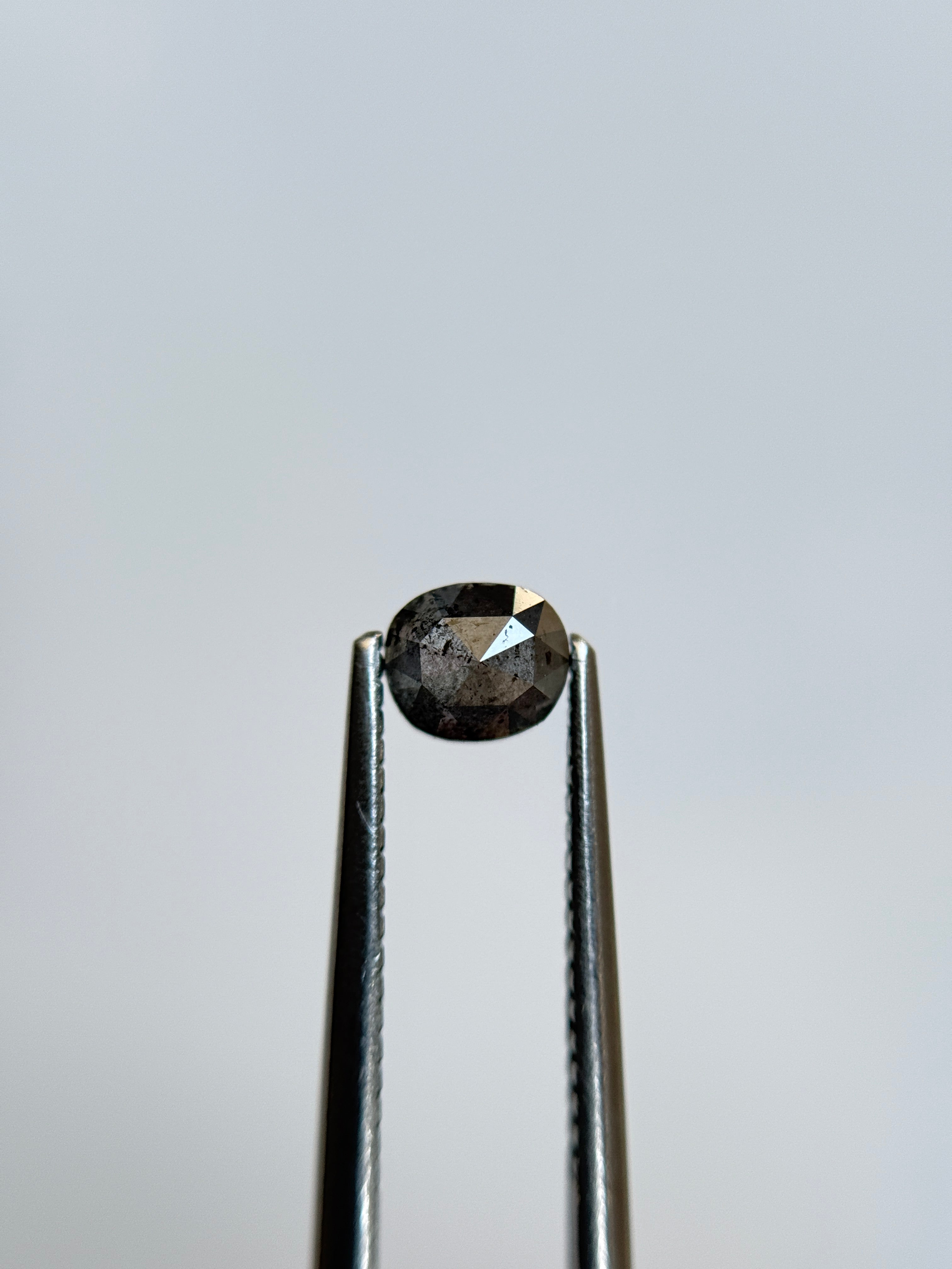 0.79 Ct Cushion Rose Cut Grey Natural Salt and Pepper Diamond