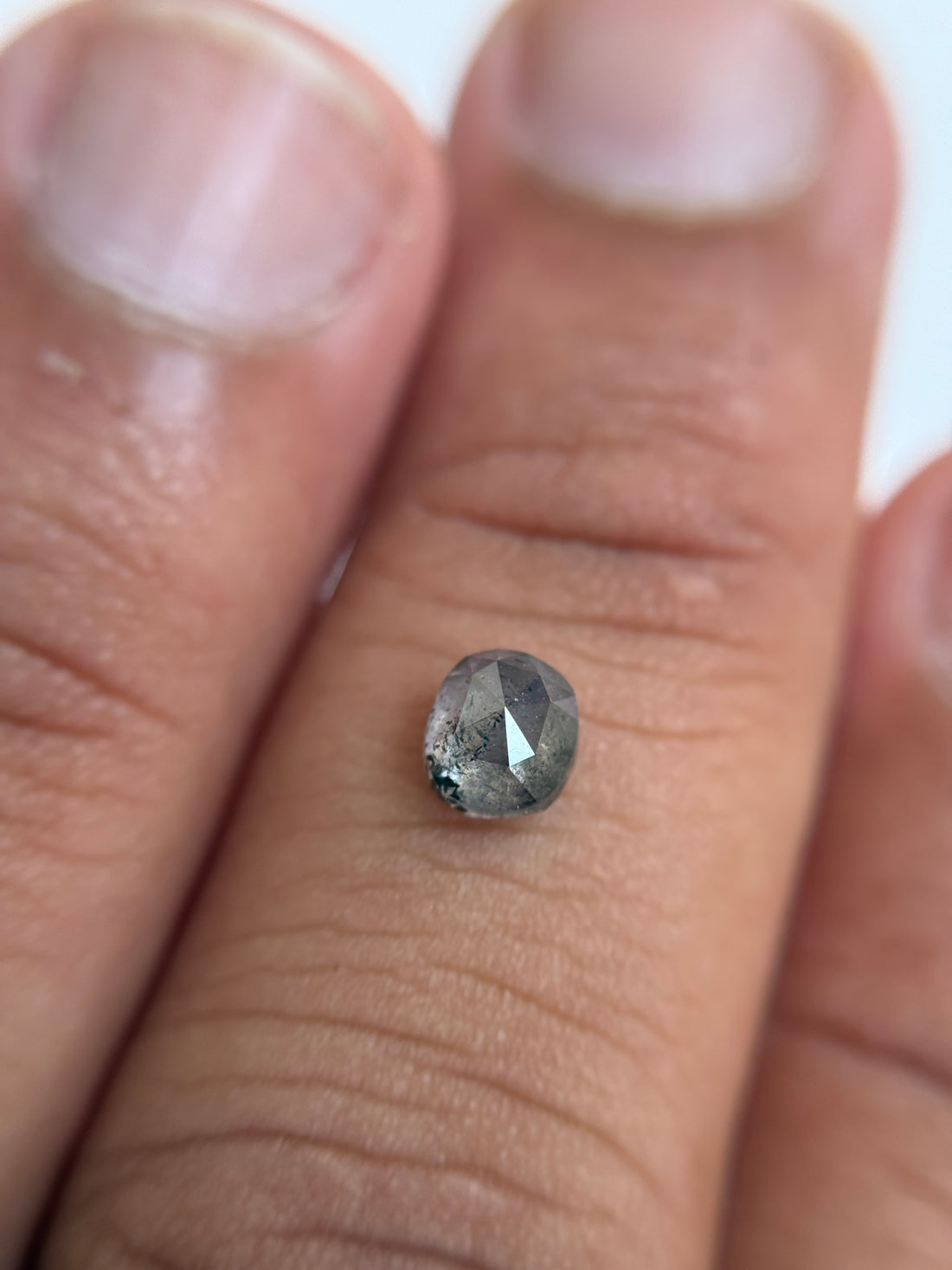 0.79 Ct Cushion Rose Cut Grey Natural Salt and Pepper Diamond