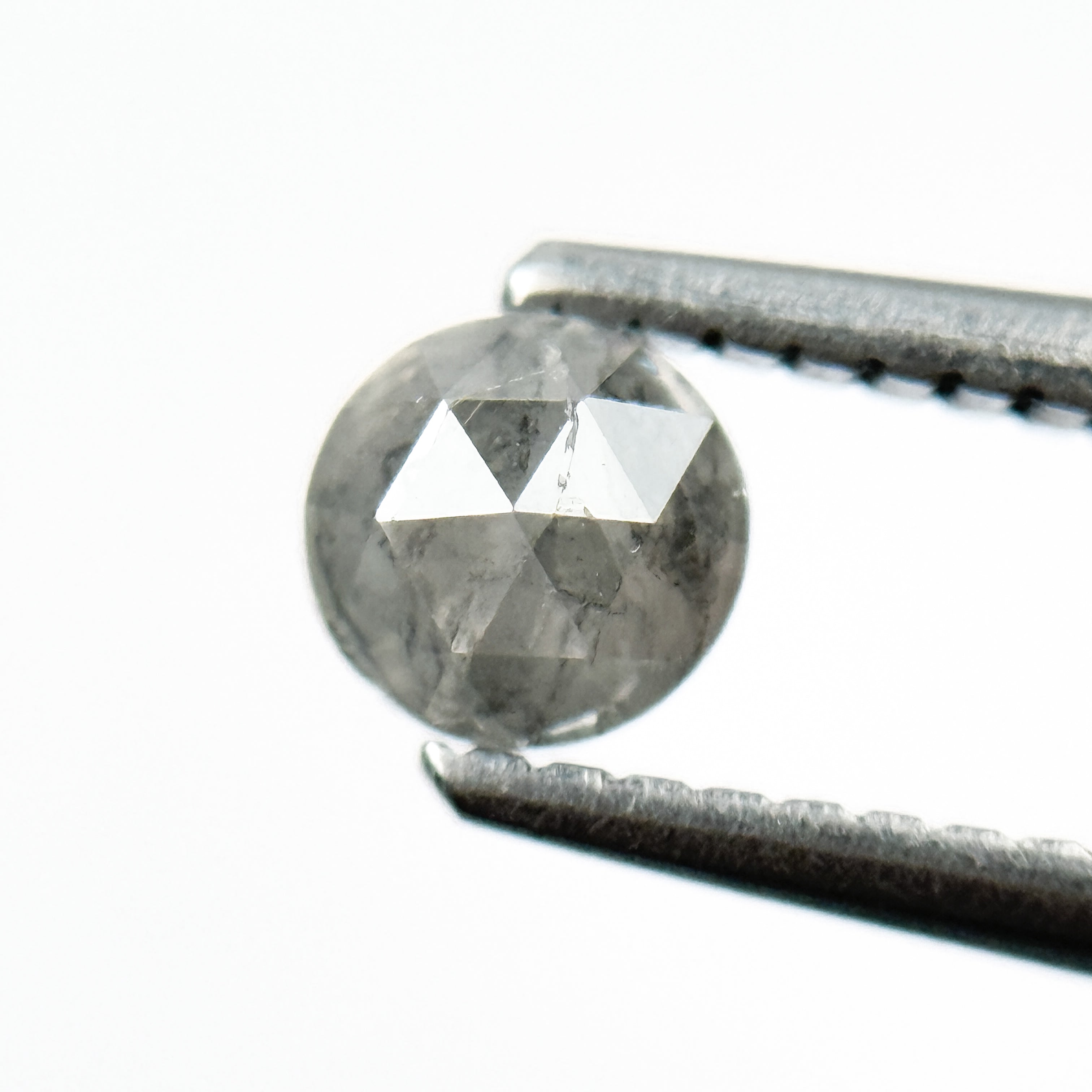 0.51 Ct Round Rose Cut Grey Natural Salt and Pepper Diamond
