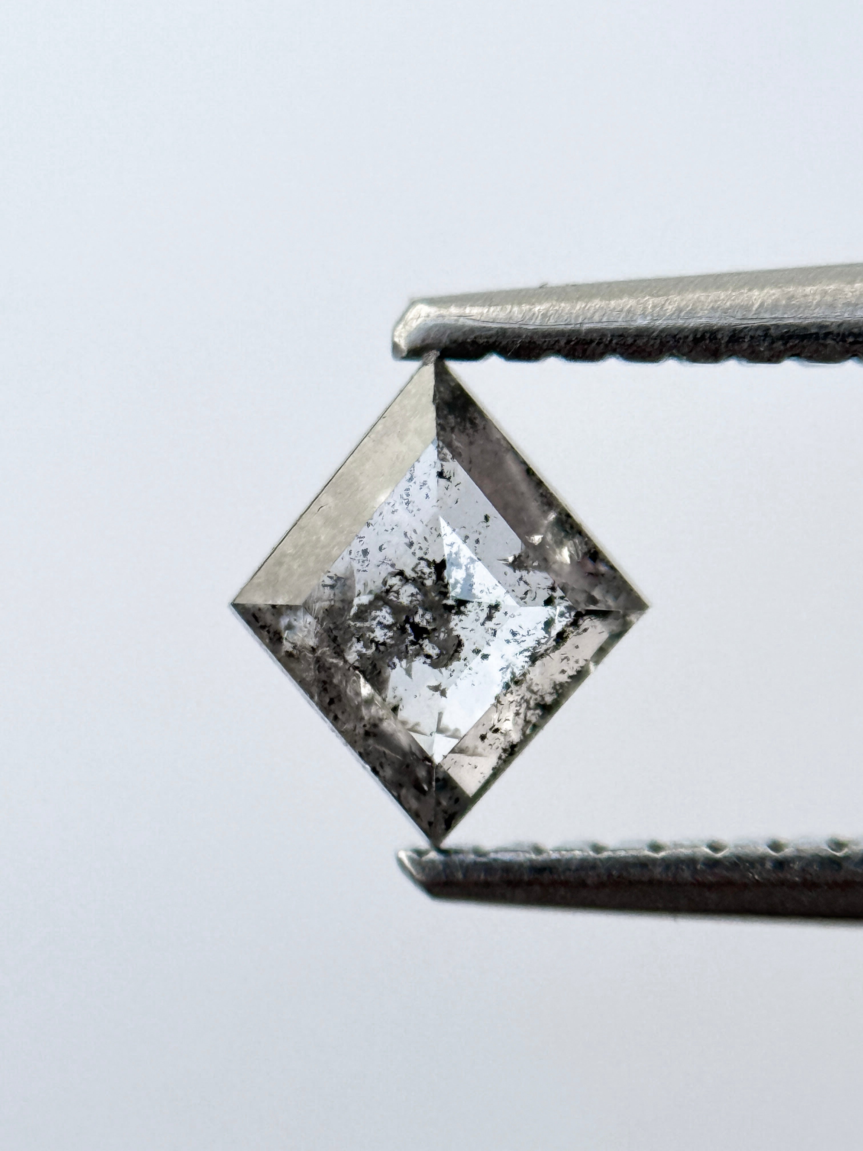 0.54 Ct Kite Rose Cut Grey Natural Salt and Pepper Diamond