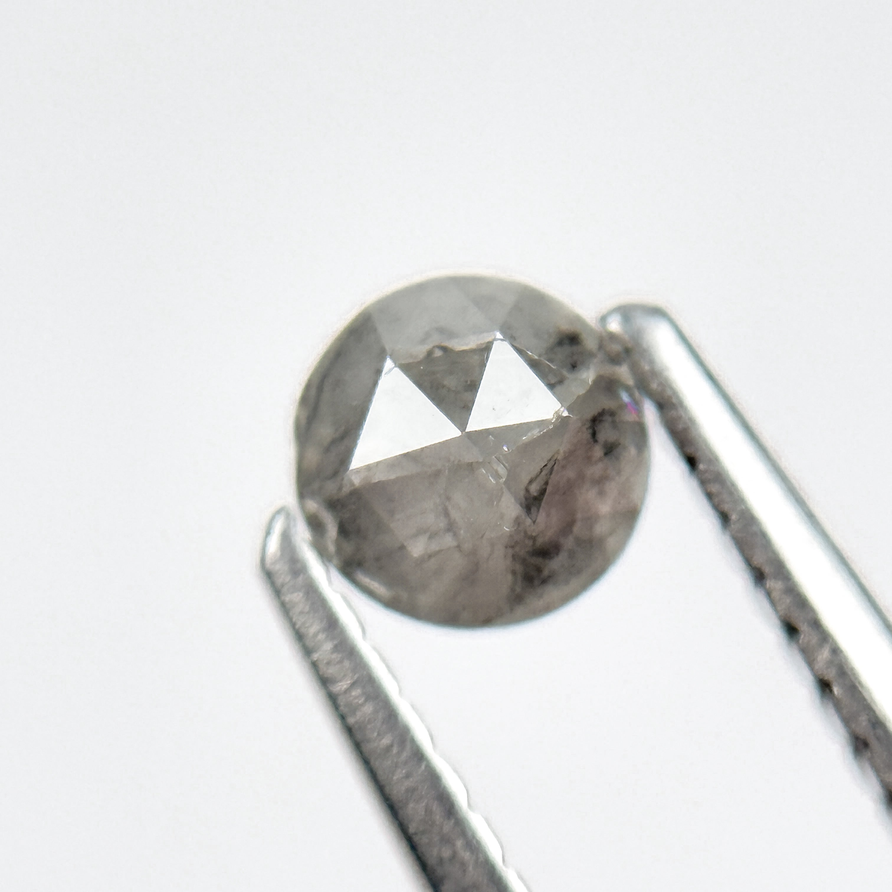 0.51 Ct Round Rose Cut Grey Natural Salt and Pepper Diamond