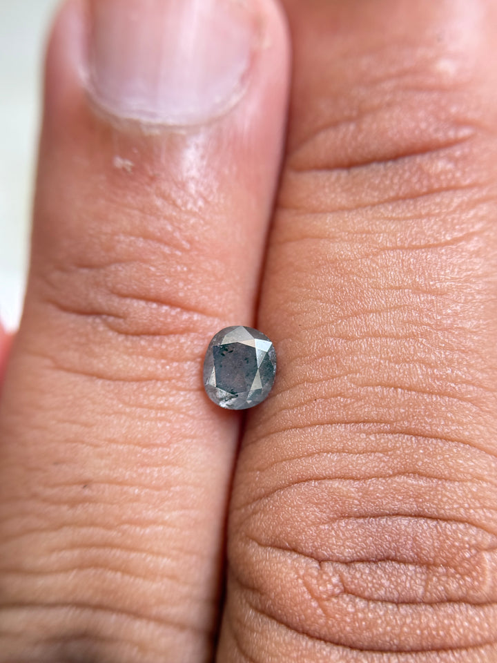 0.79 Ct Cushion Rose Cut Grey Natural Salt and Pepper Diamond