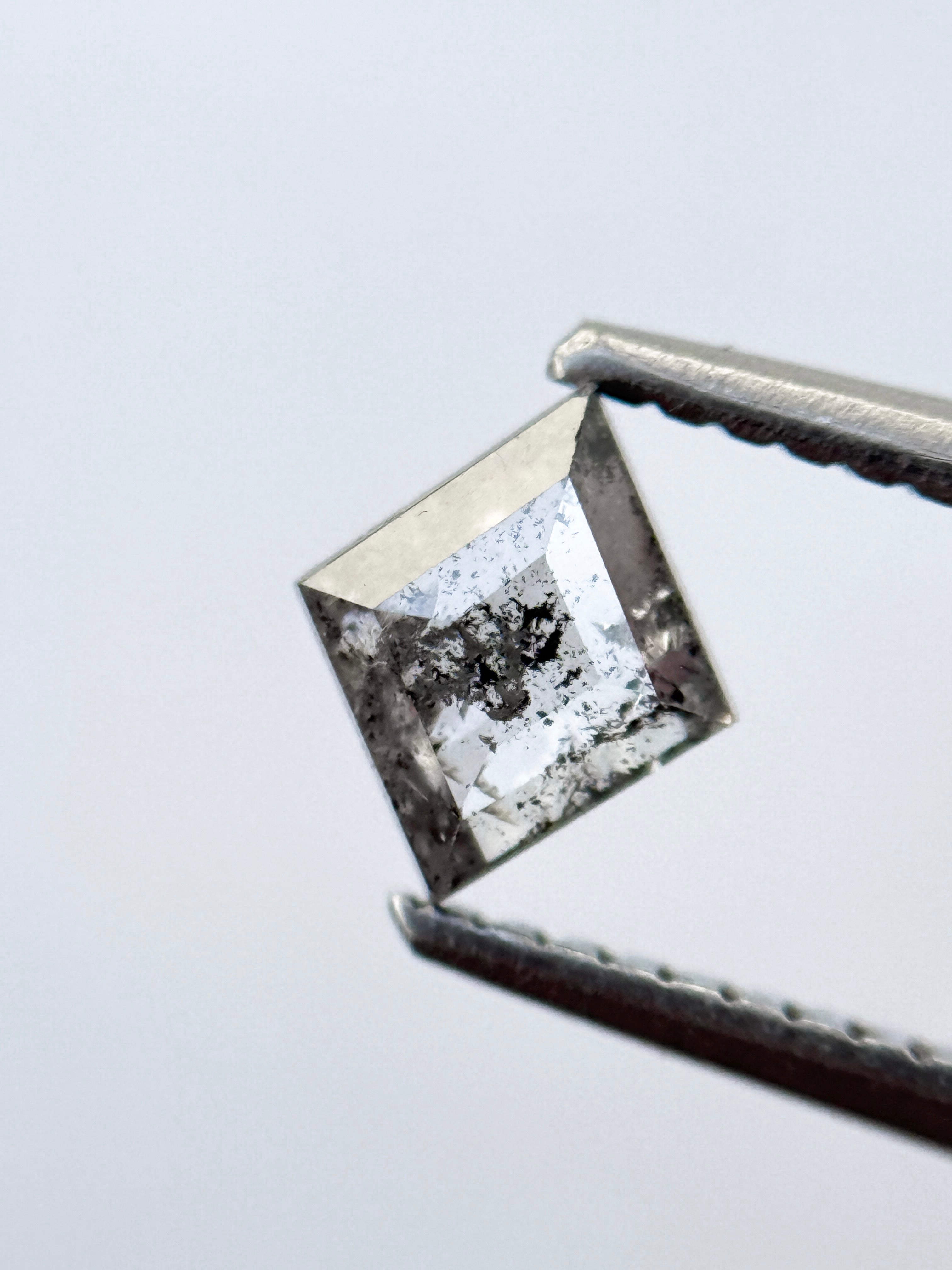 0.54 Ct Kite Rose Cut Grey Natural Salt and Pepper Diamond