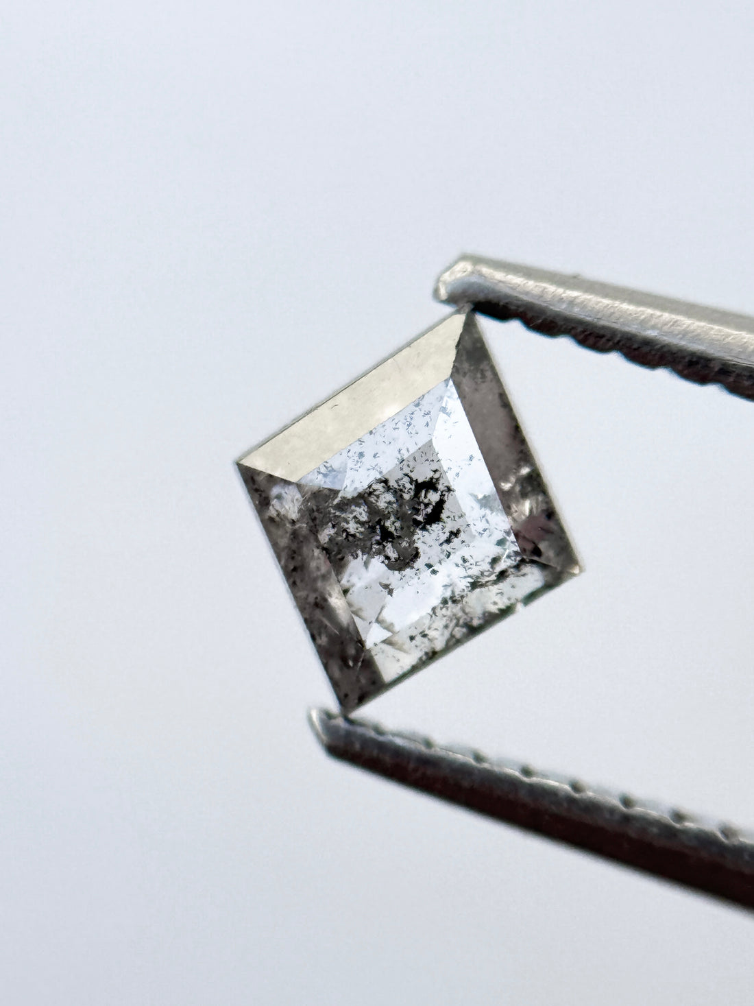 0.54 Ct Kite Rose Cut Grey Natural Salt and Pepper Diamond