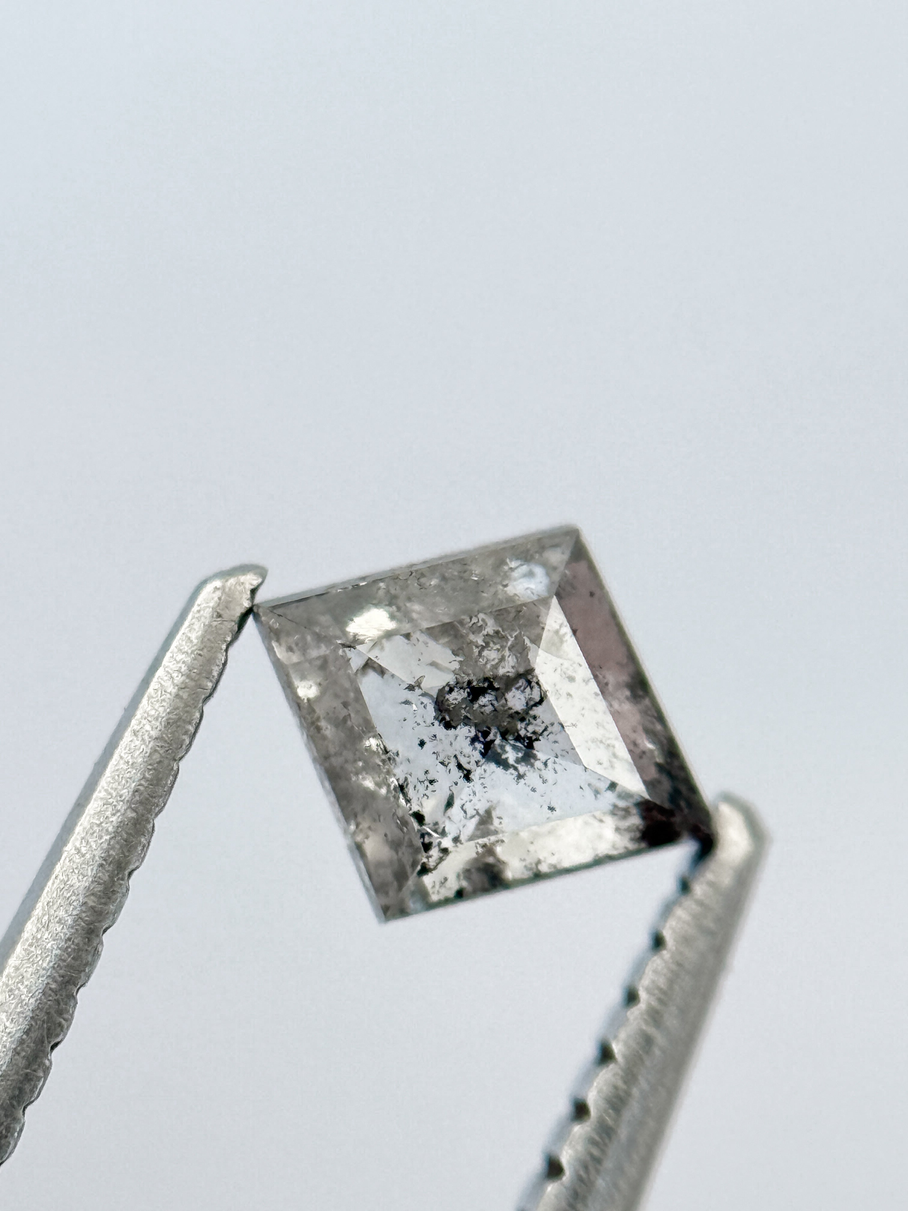 0.54 Ct Kite Rose Cut Grey Natural Salt and Pepper Diamond