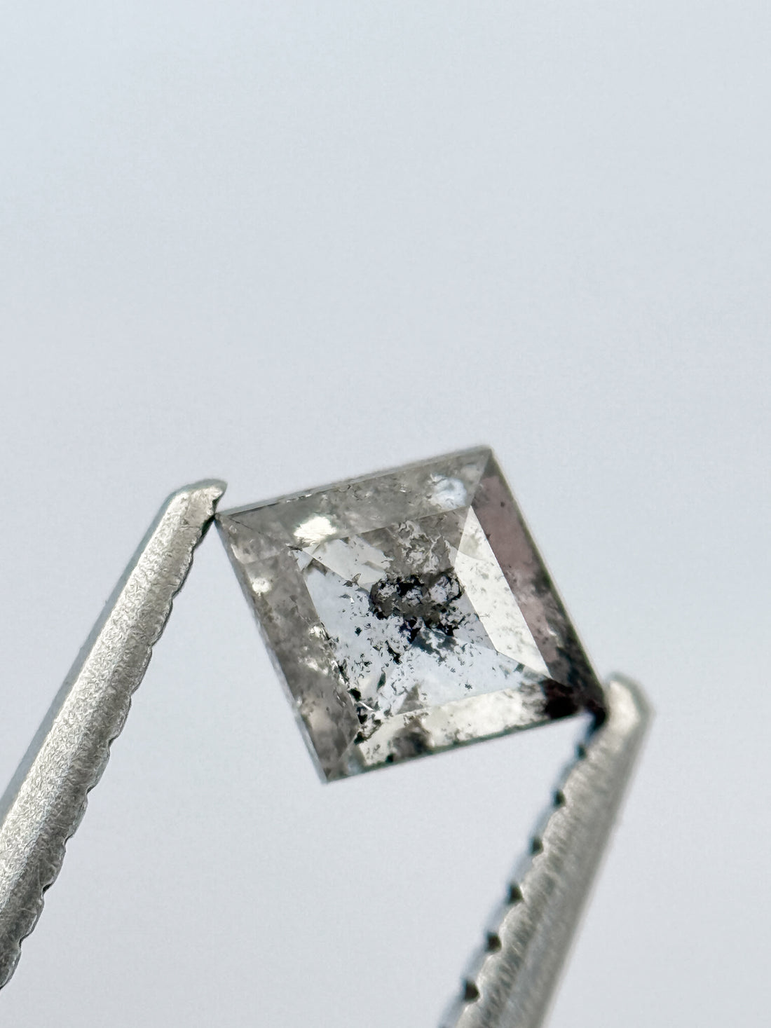 0.54 Ct Kite Rose Cut Grey Natural Salt and Pepper Diamond