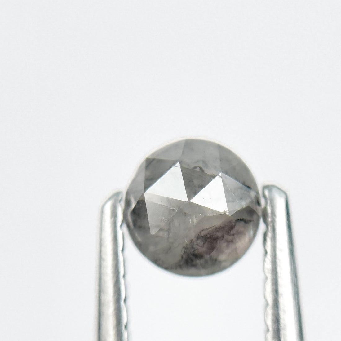 0.51 Ct Round Rose Cut Grey Natural Salt and Pepper Diamond