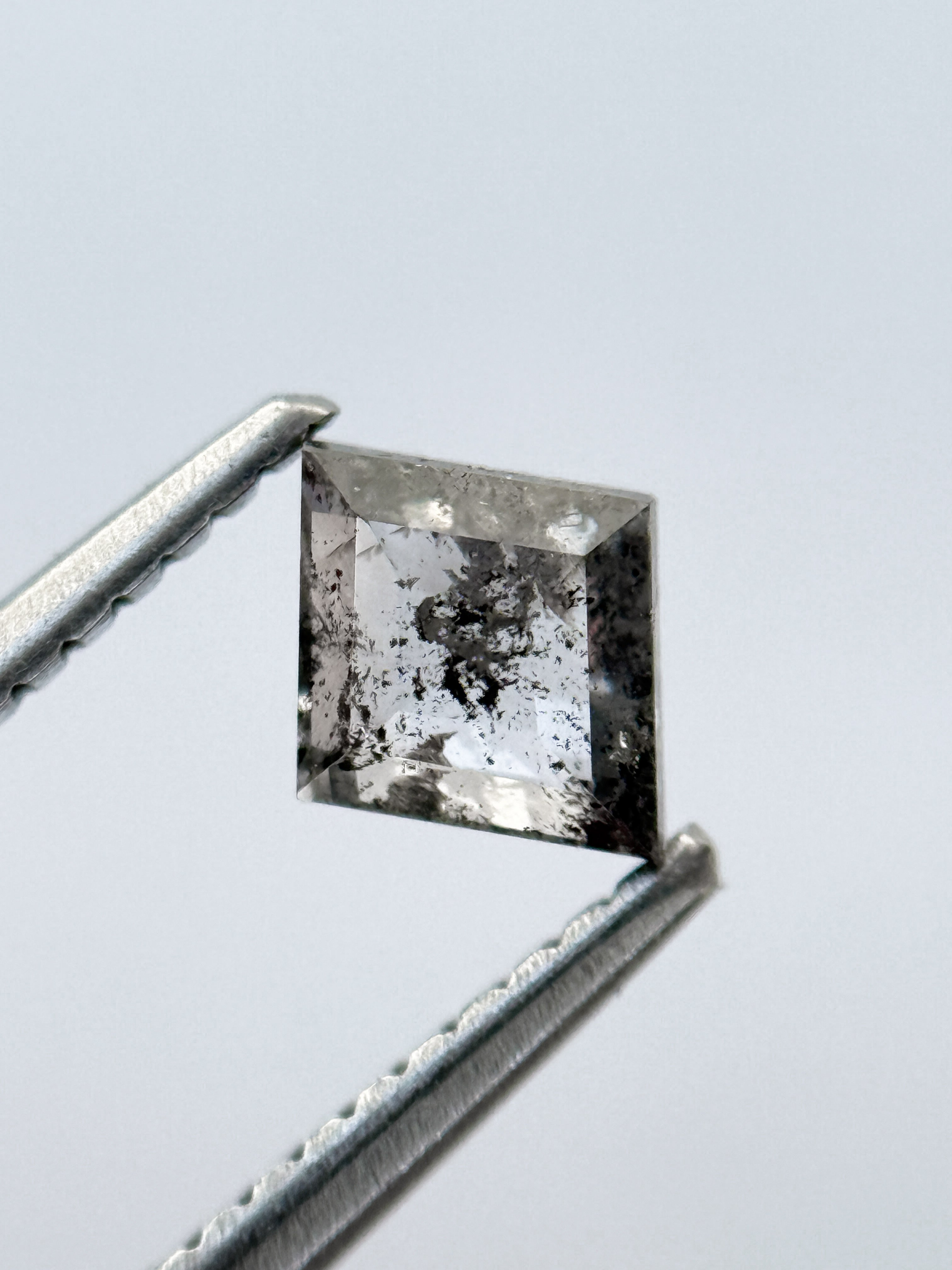 0.54 Ct Kite Rose Cut Grey Natural Salt and Pepper Diamond