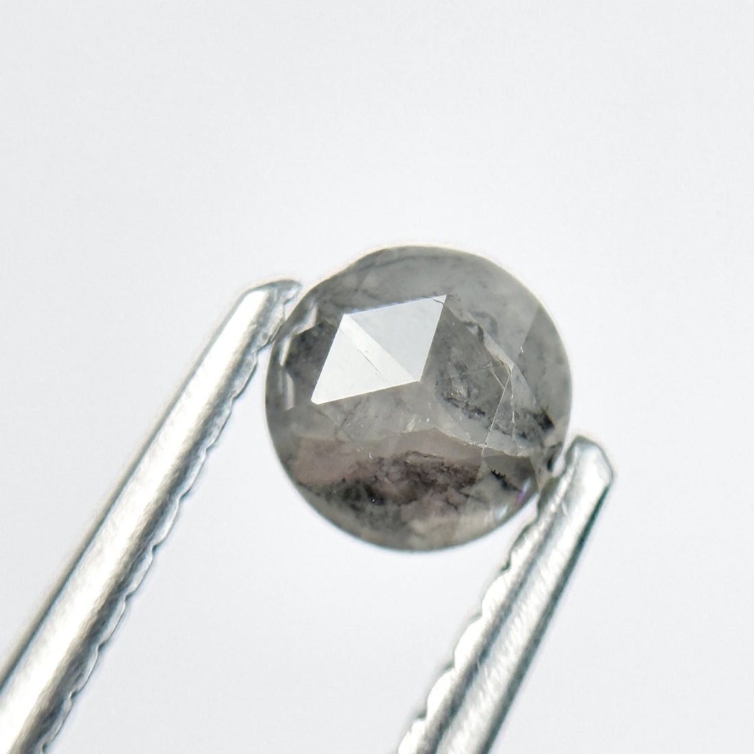 0.51 Ct Round Rose Cut Grey Natural Salt and Pepper Diamond