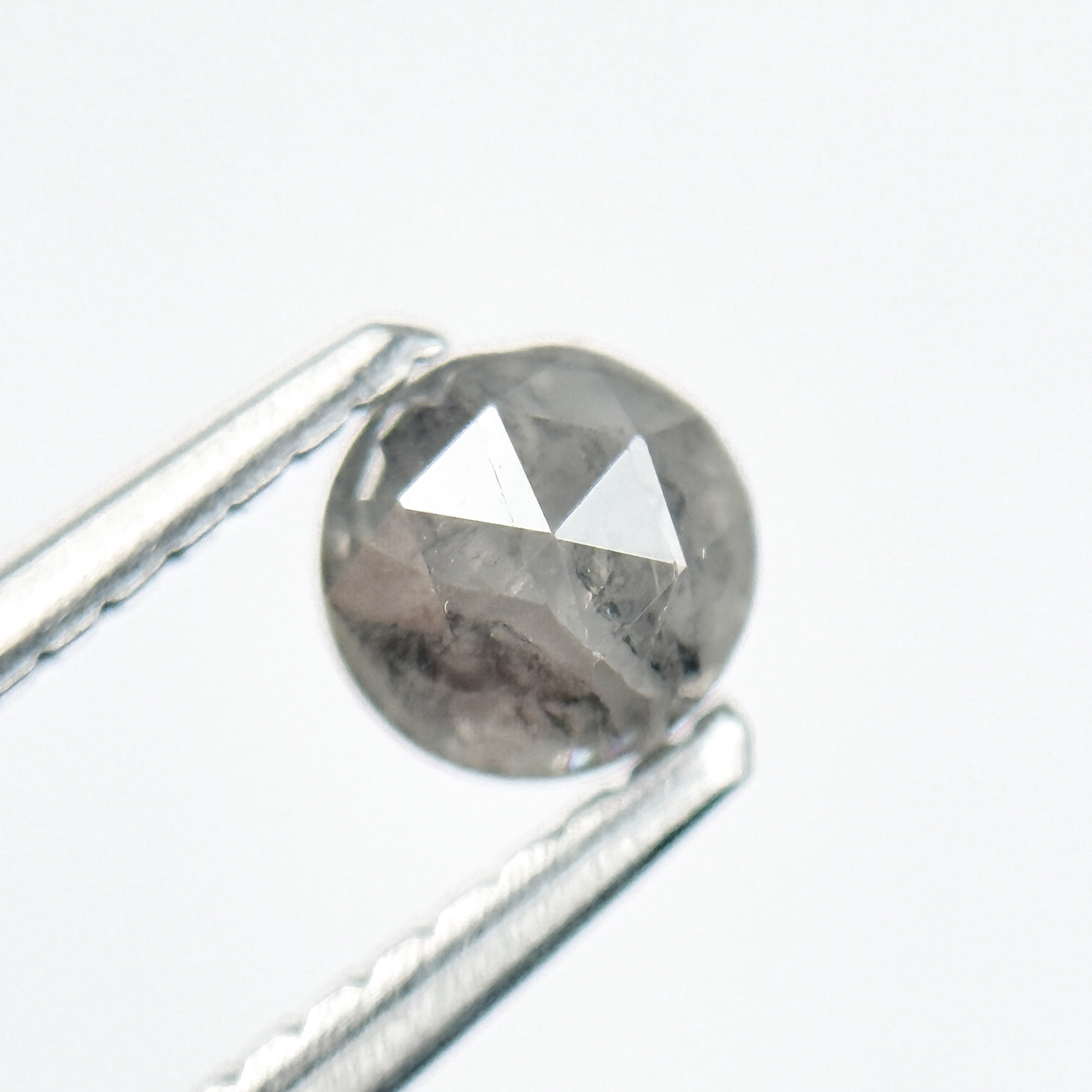 0.51 Ct Round Rose Cut Grey Natural Salt and Pepper Diamond