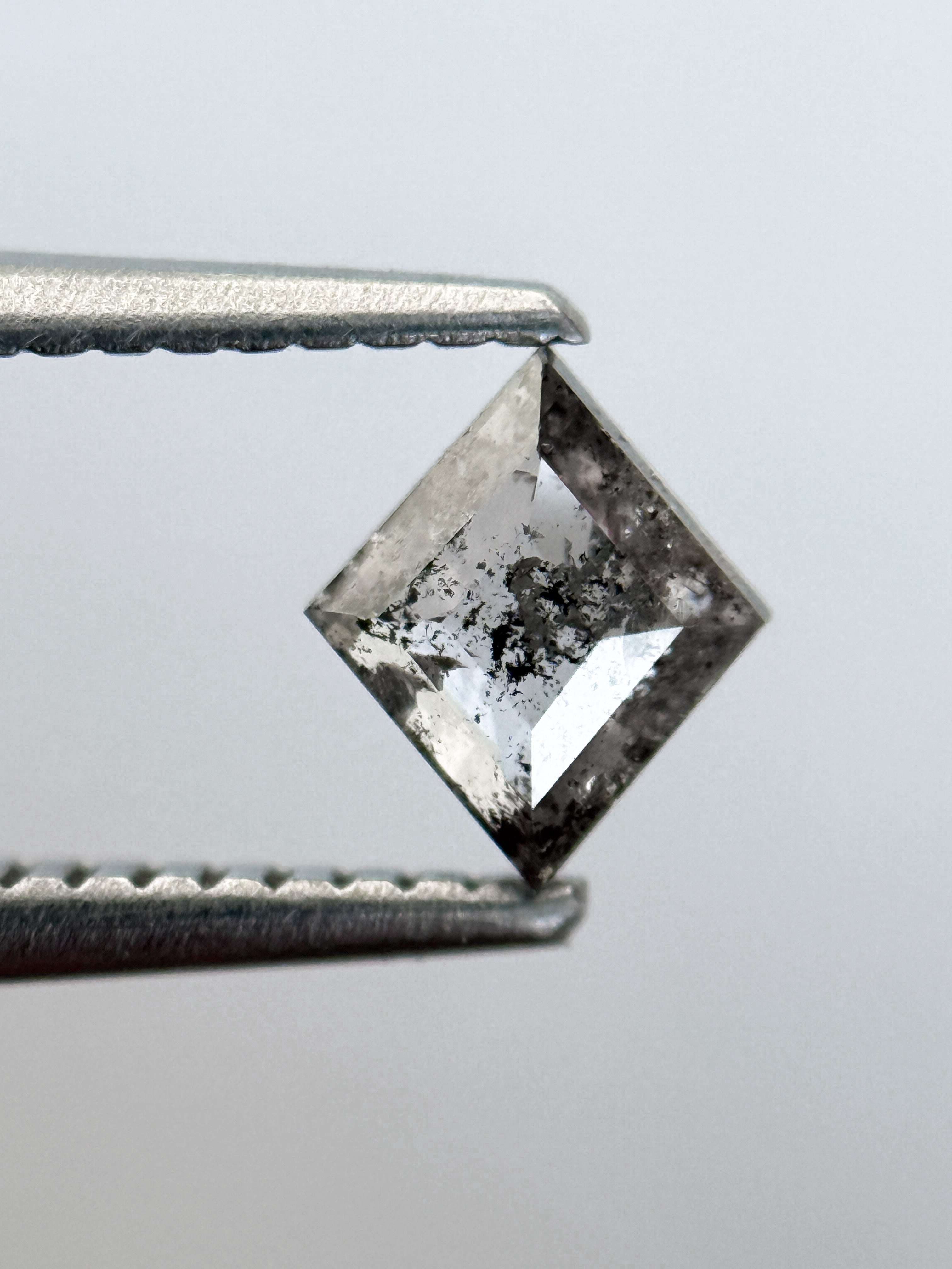 0.54 Ct Kite Rose Cut Grey Natural Salt and Pepper Diamond