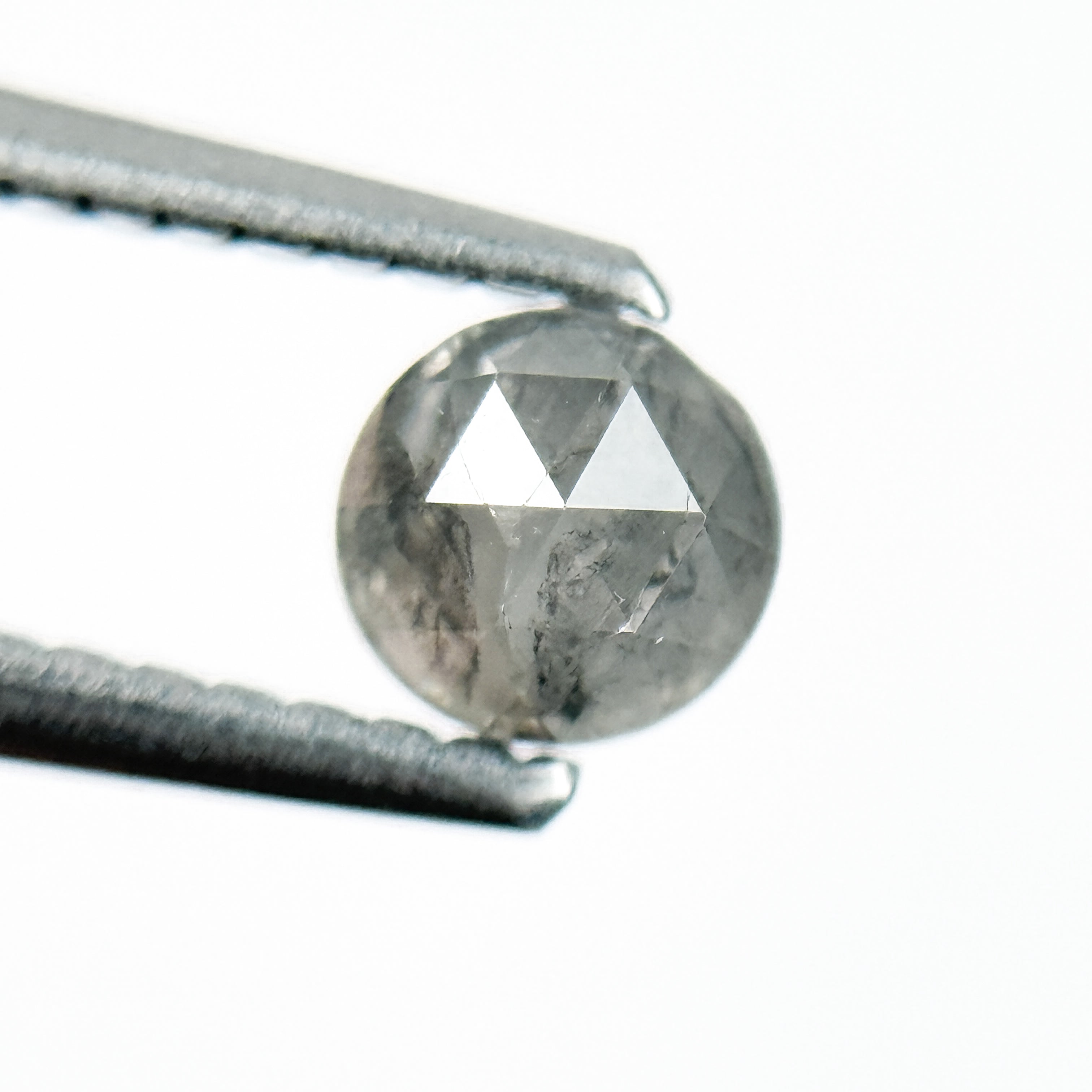 0.51 Ct Round Rose Cut Grey Natural Salt and Pepper Diamond