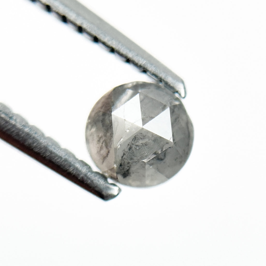 0.51 Ct Round Rose Cut Grey Natural Salt and Pepper Diamond
