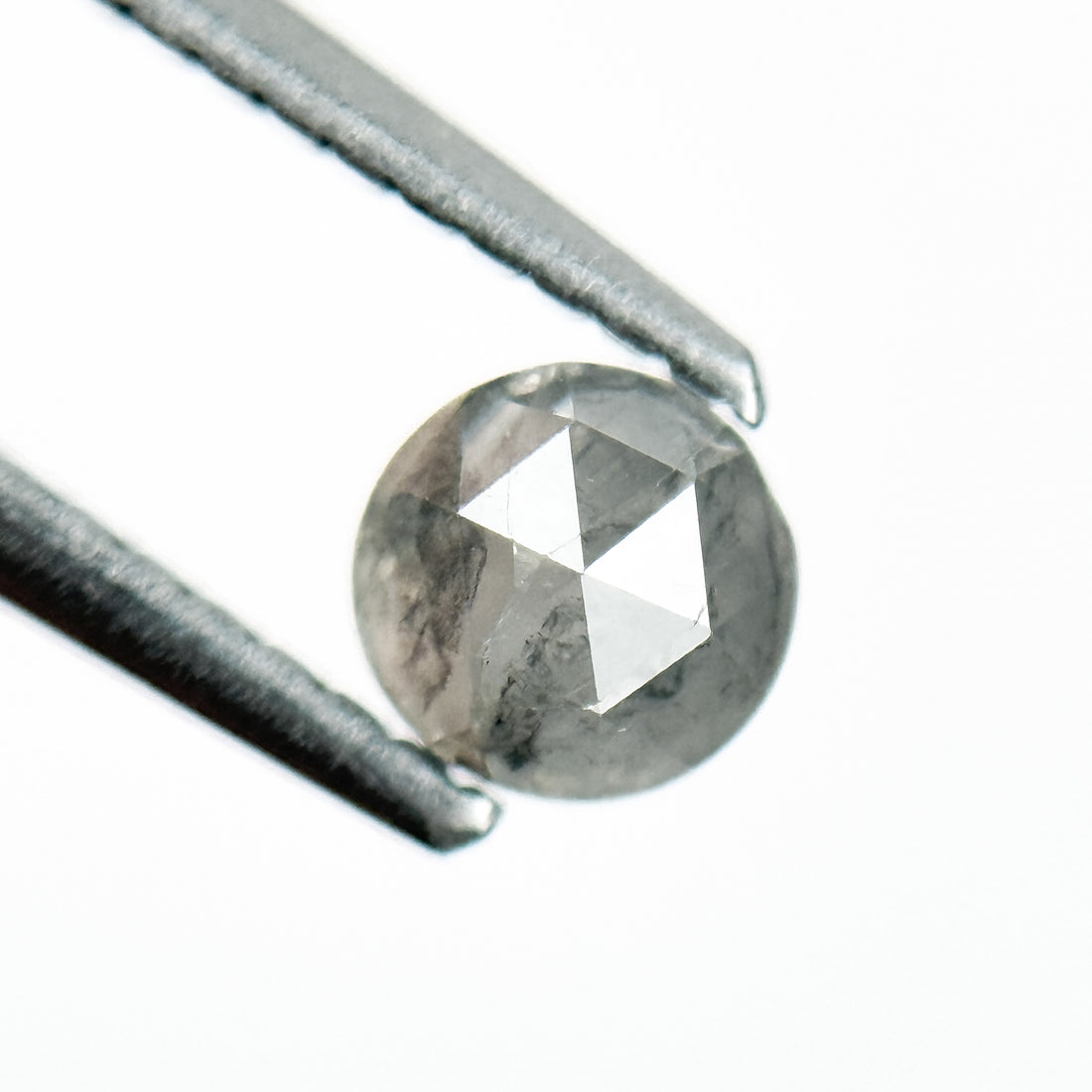 0.51 Ct Round Rose Cut Grey Natural Salt and Pepper Diamond