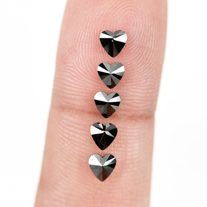 4 MM Heart Brilliant Cut Black Natural Fancy Diamond