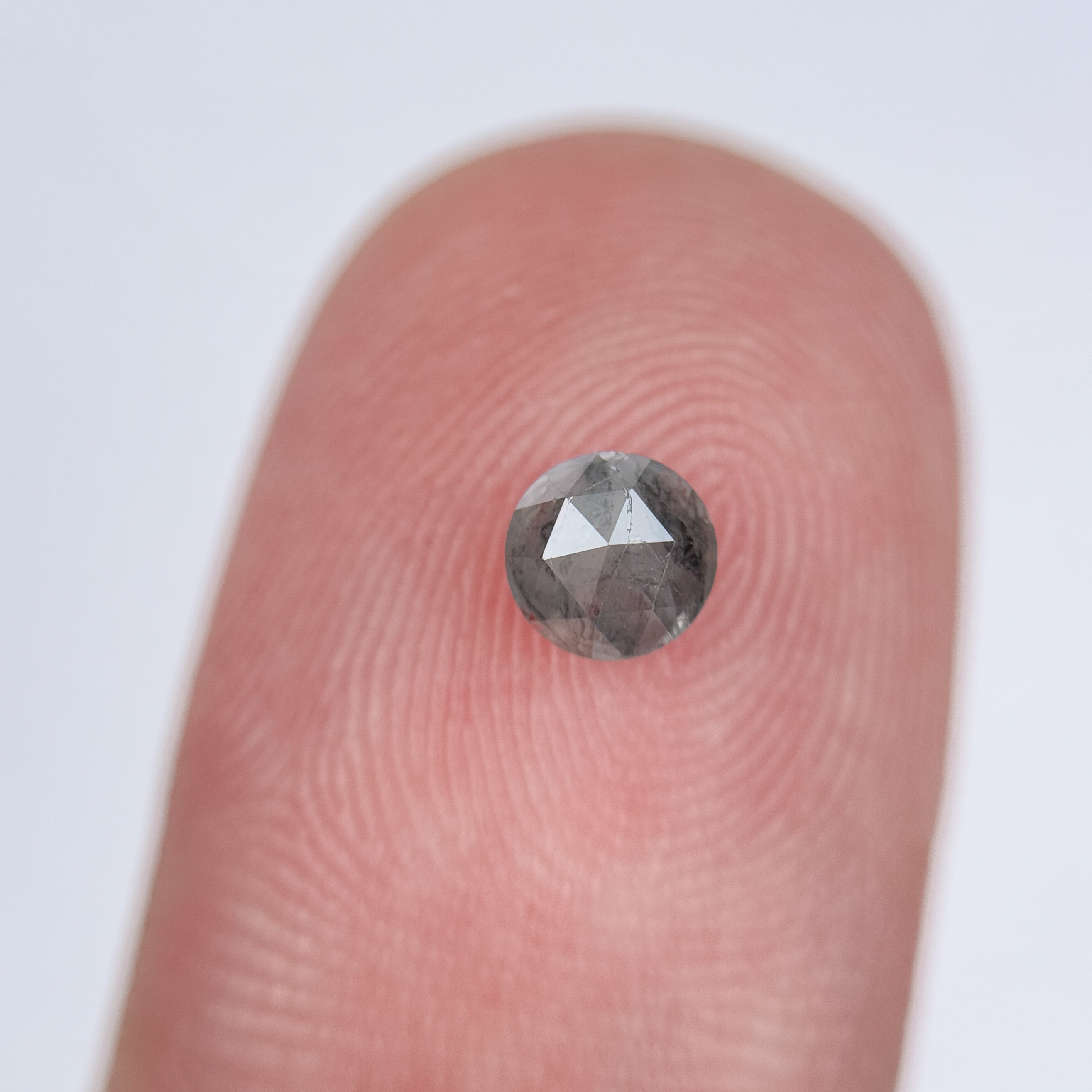 0.51 Ct Round Rose Cut Grey Natural Salt and Pepper Diamond
