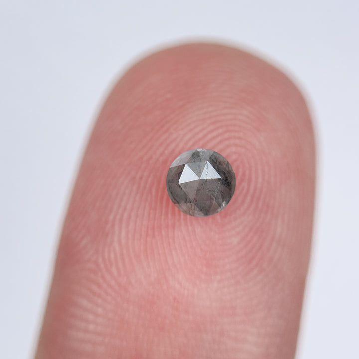 0.51 Ct Round Rose Cut Grey Natural Salt and Pepper Diamond