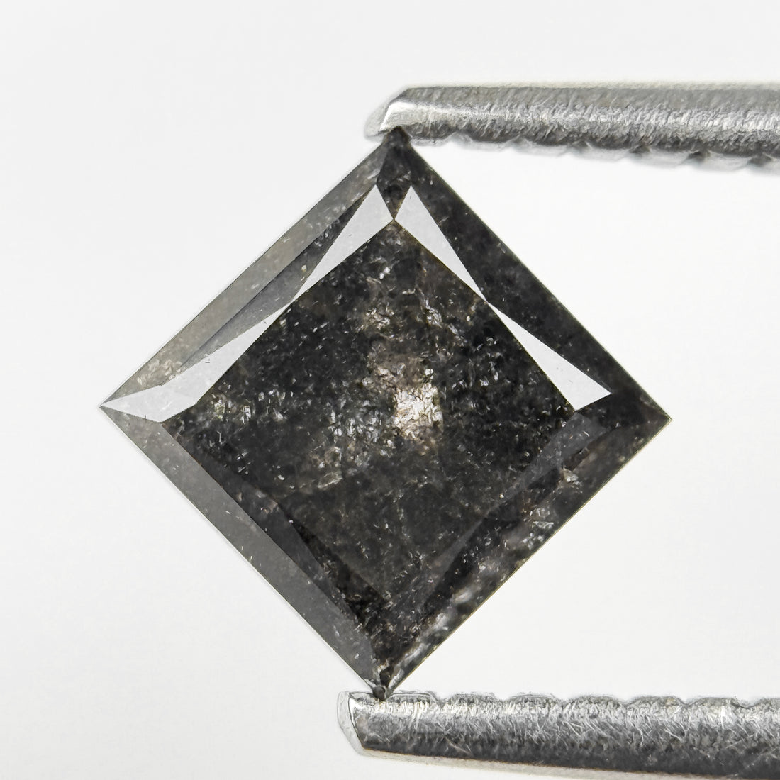 1.05 Ct Princess Rose Cut Grey Natural Salt and Pepper Diamond