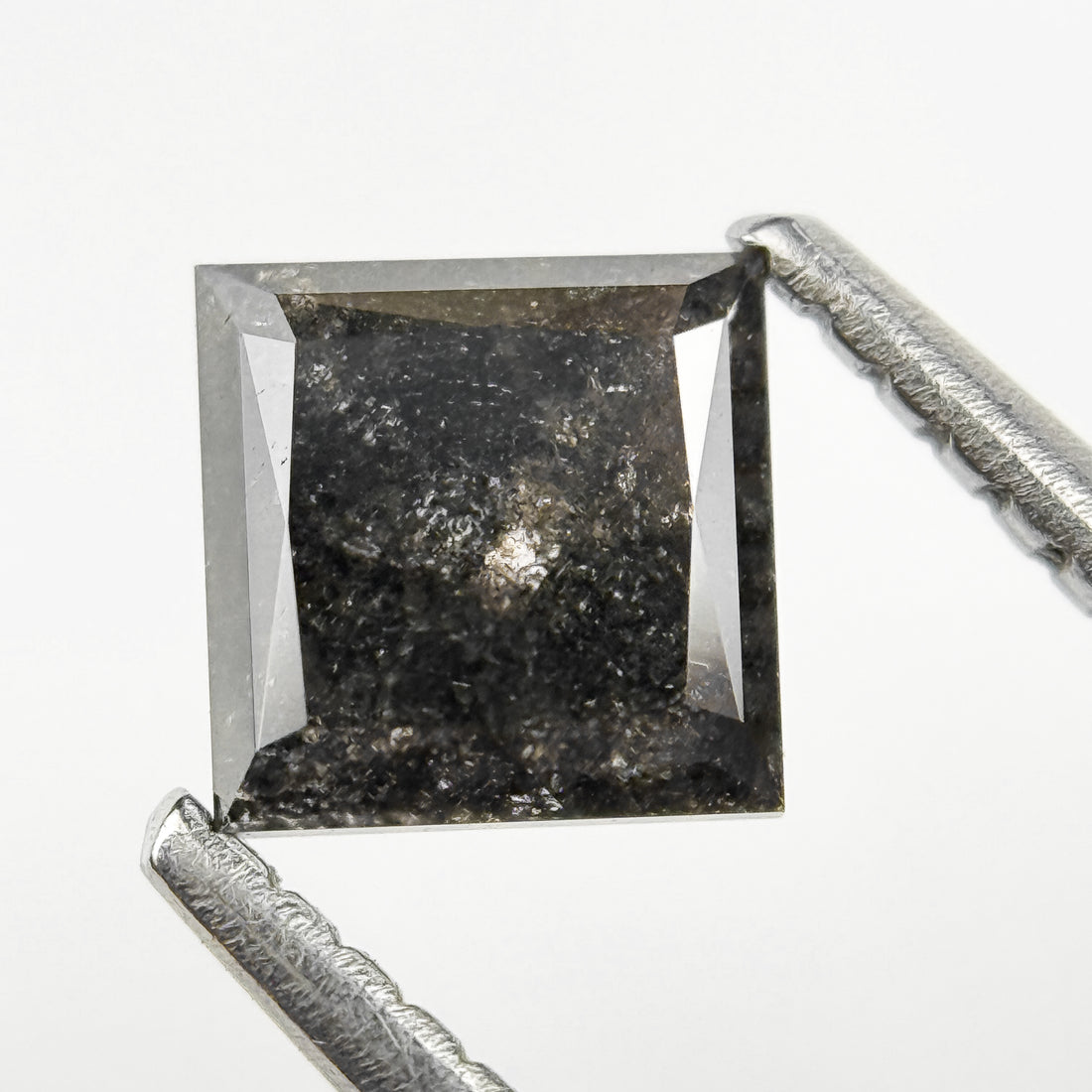 1.05 Ct Princess Rose Cut Grey Natural Salt and Pepper Diamond