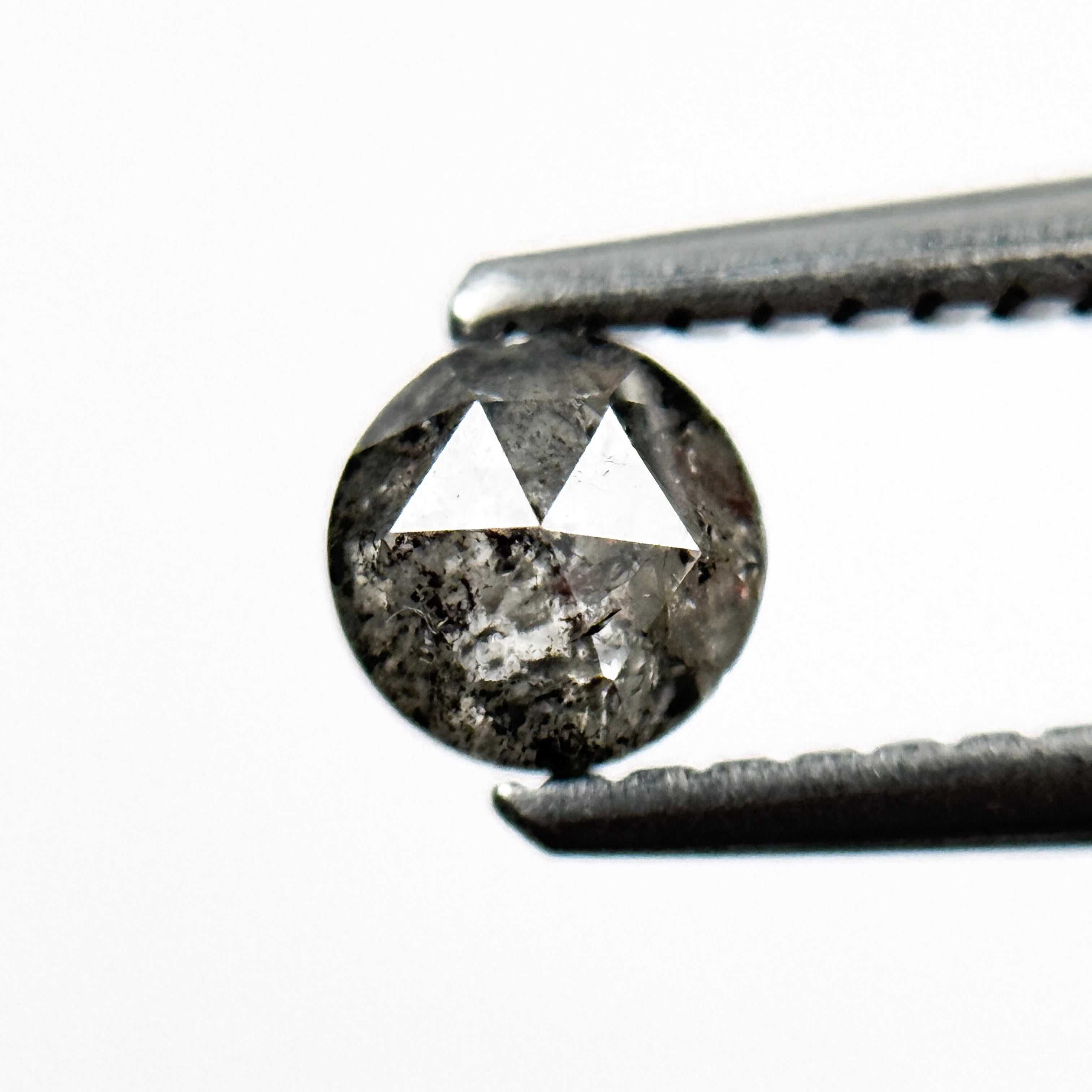 0.43 Ct Round Rose Cut Grey Natural Salt and Pepper Diamond
