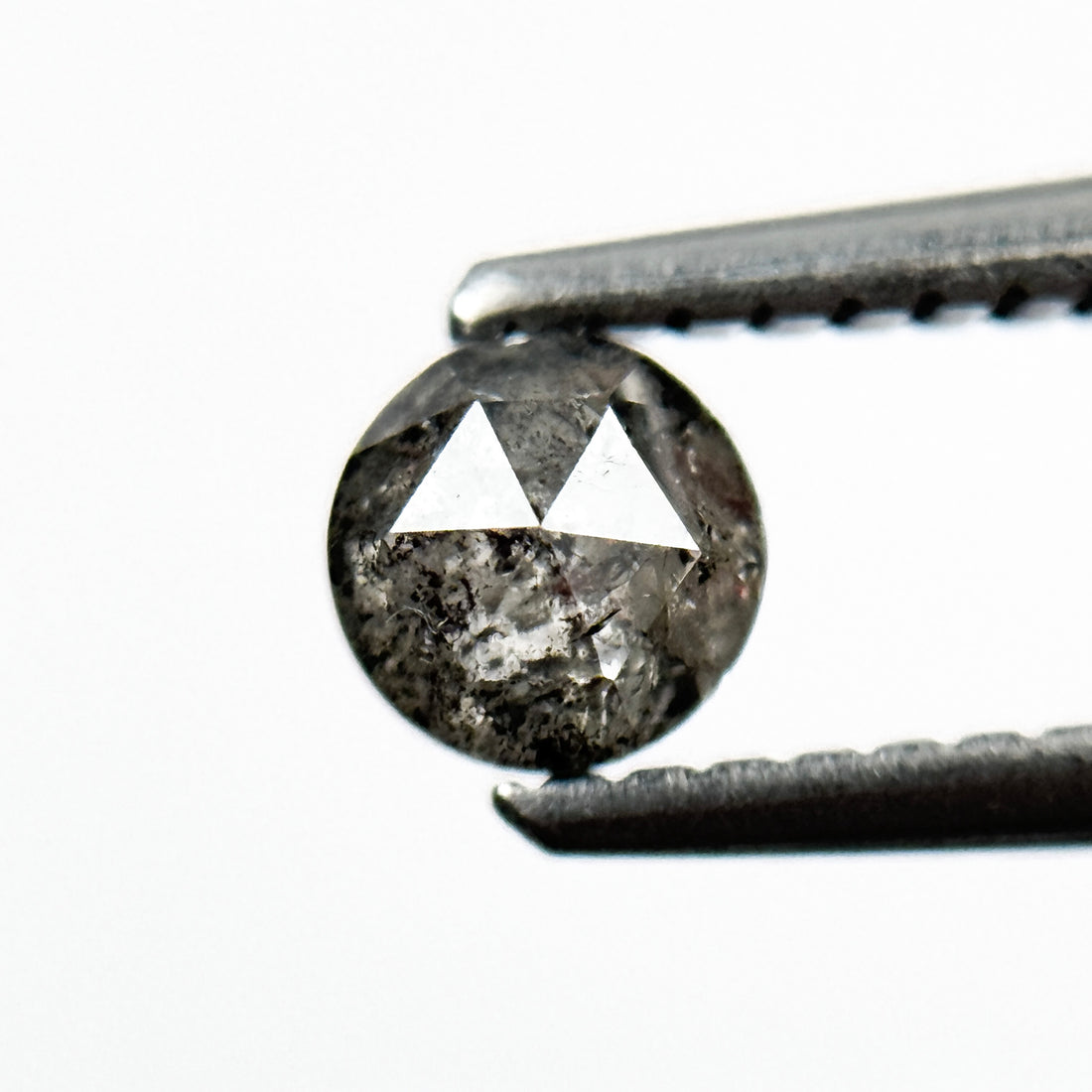 0.43 Ct Round Rose Cut Grey Natural Salt and Pepper Diamond