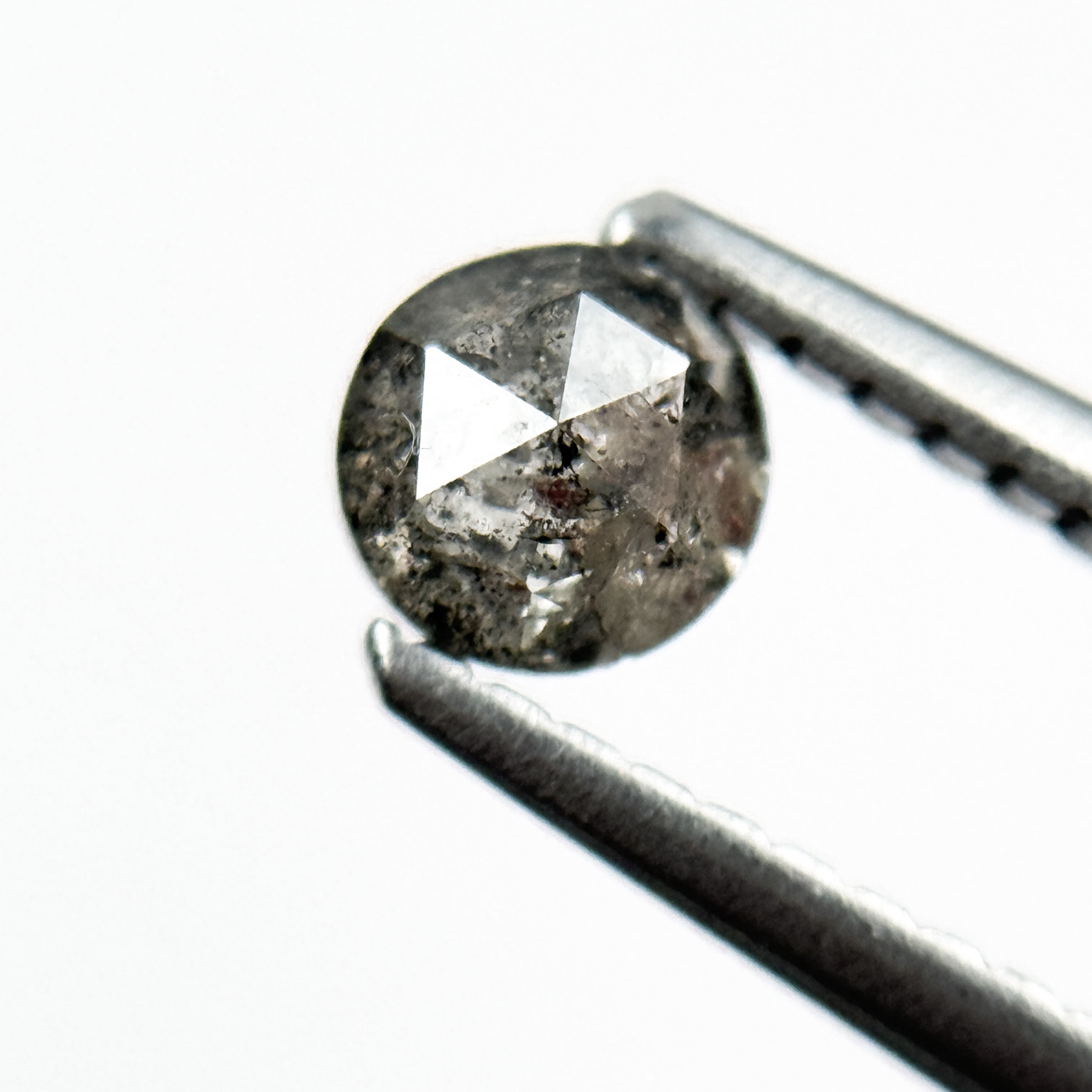 0.43 Ct Round Rose Cut Grey Natural Salt and Pepper Diamond
