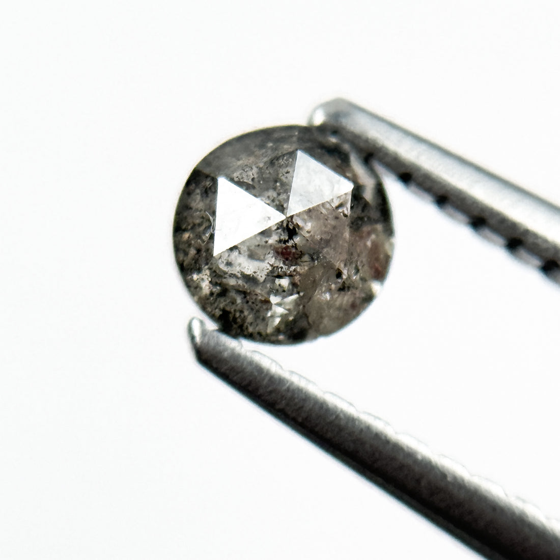 0.43 Ct Round Rose Cut Grey Natural Salt and Pepper Diamond