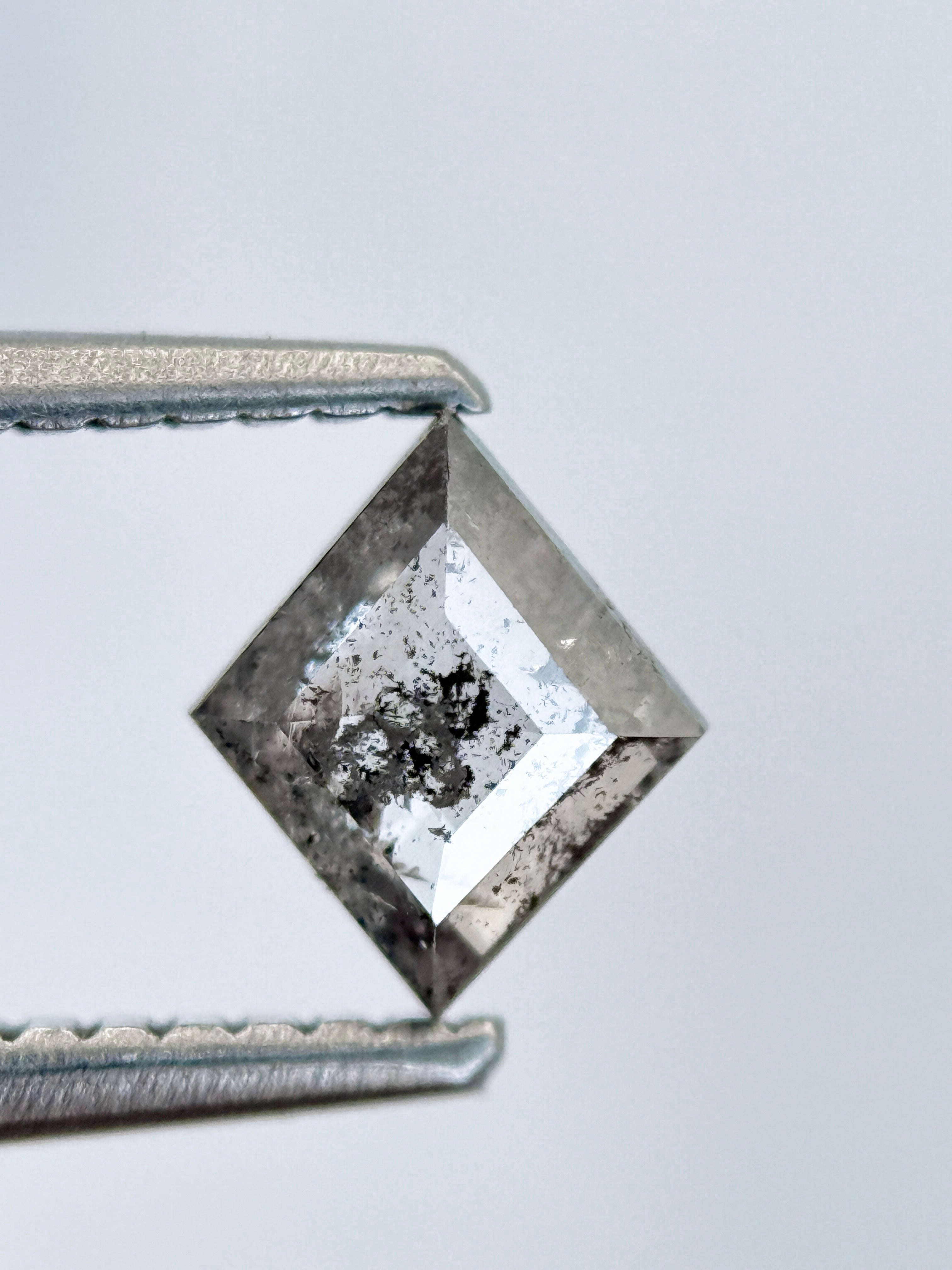 0.54 Ct Kite Rose Cut Grey Natural Salt and Pepper Diamond