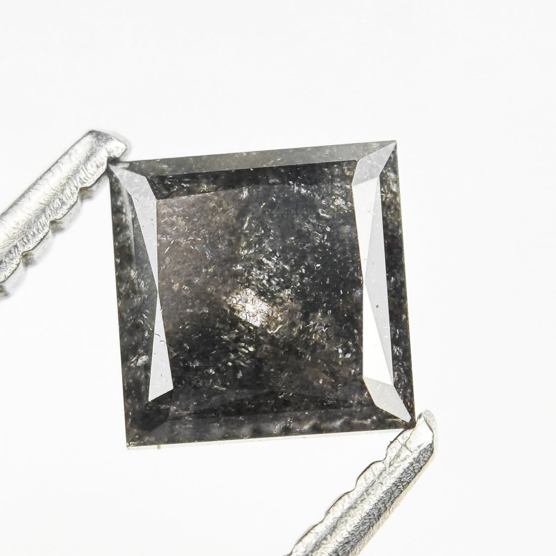 1.05 Ct Princess Rose Cut Grey Natural Salt and Pepper Diamond