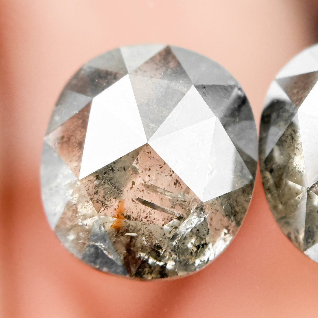 4.89 Ct Cushion Rose Cut Grey Natural Galaxy Diamond