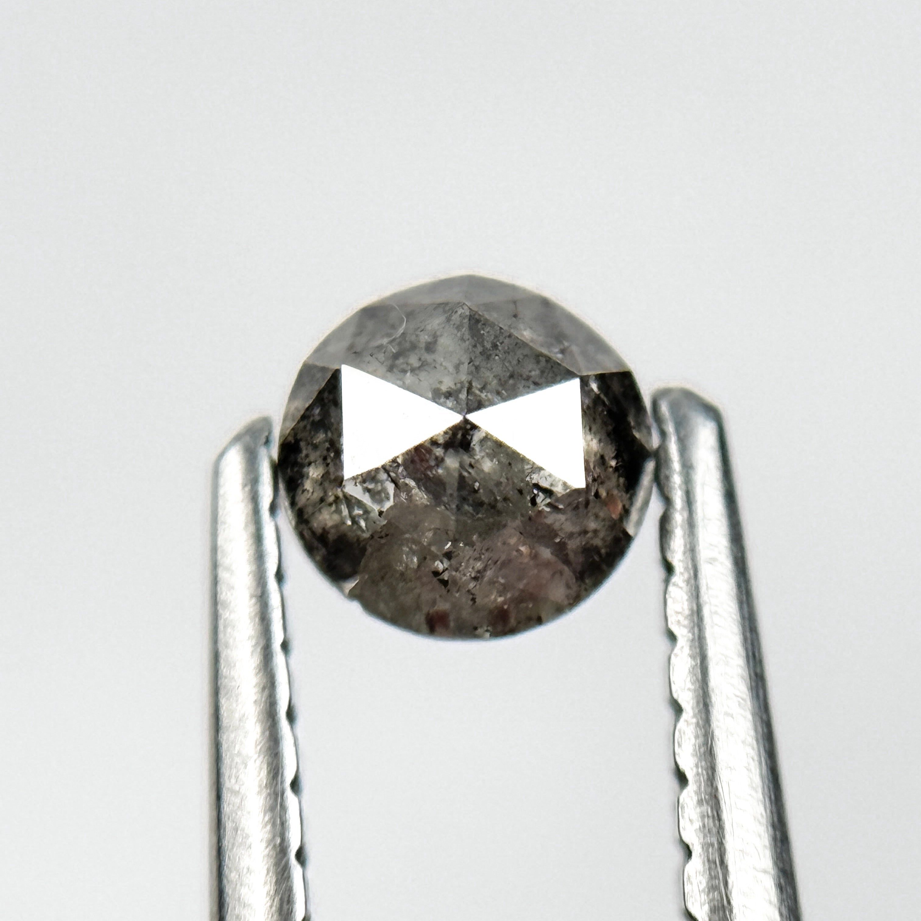 0.43 Ct Round Rose Cut Grey Natural Salt and Pepper Diamond
