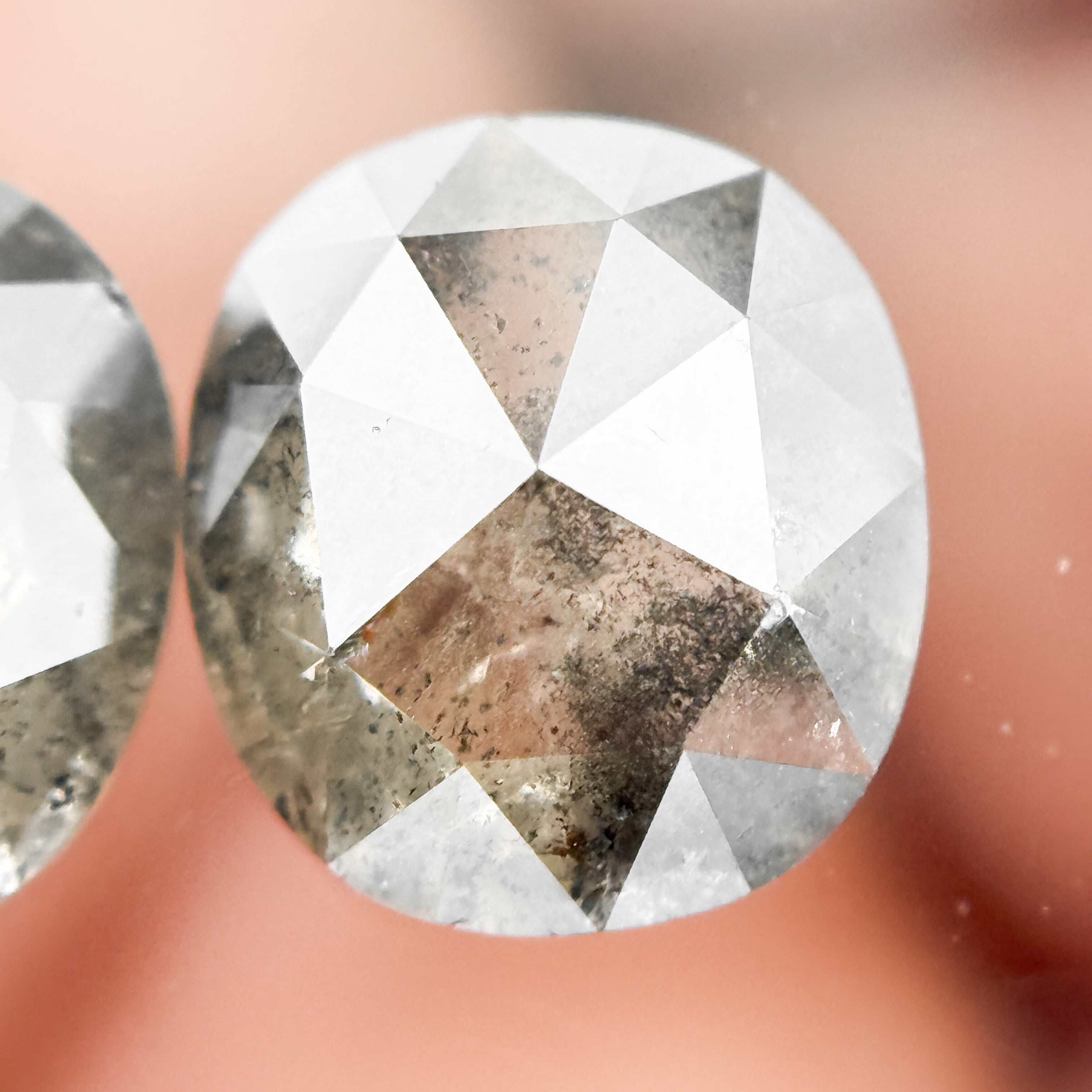 4.89 Ct Cushion Rose Cut Grey Natural Galaxy Diamond