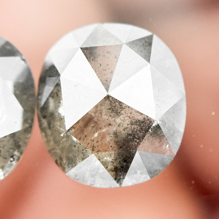 4.89 Ct Cushion Rose Cut Grey Natural Galaxy Diamond