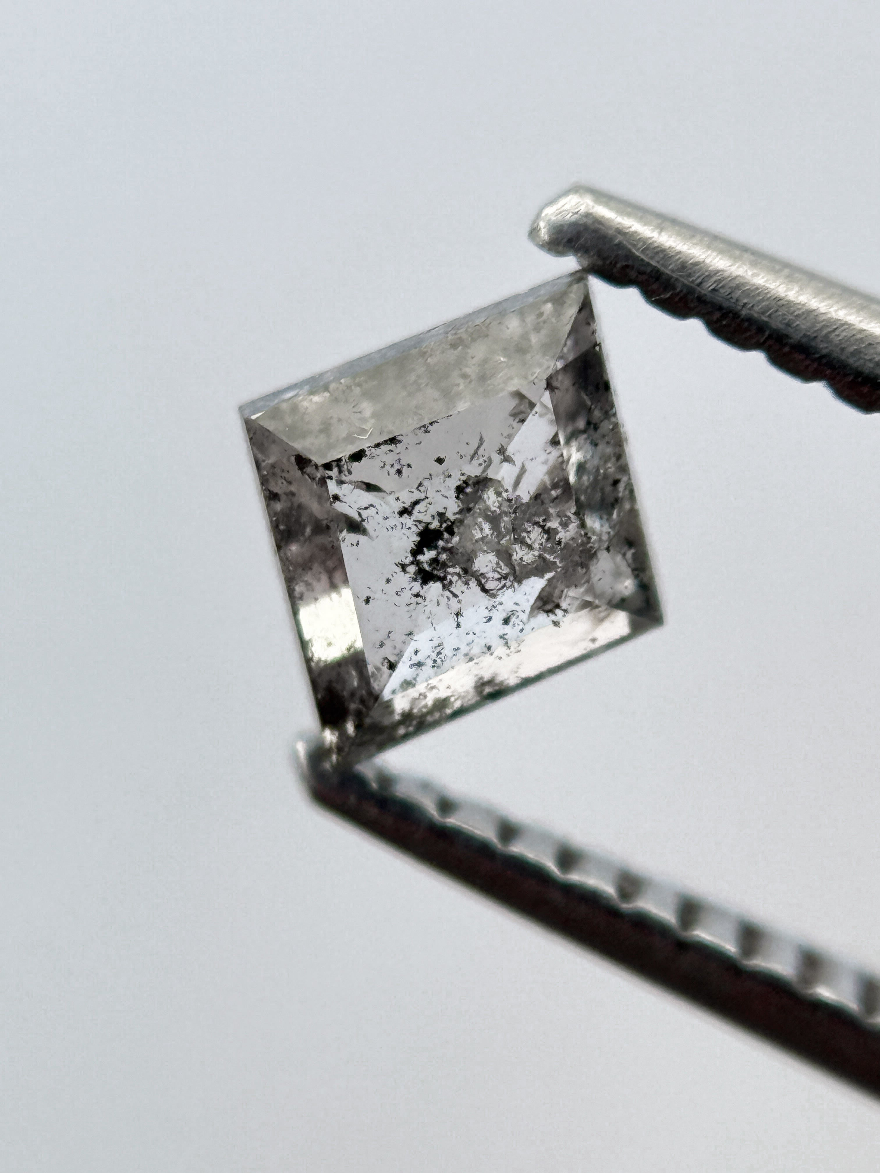0.54 Ct Kite Rose Cut Grey Natural Salt and Pepper Diamond