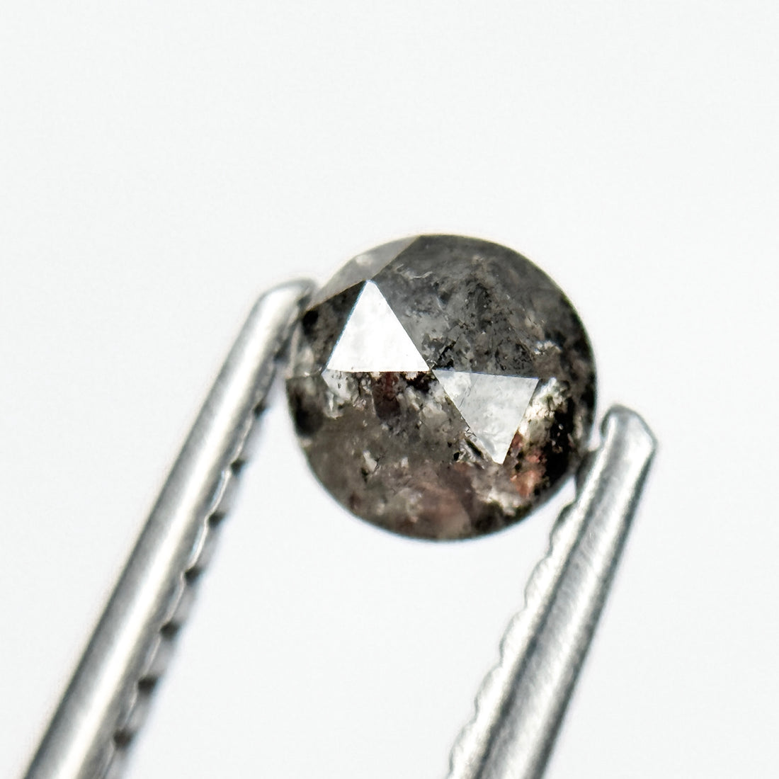 0.43 Ct Round Rose Cut Grey Natural Salt and Pepper Diamond