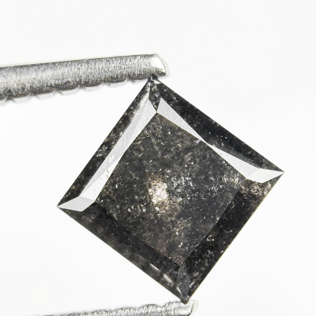 1.05 Ct Princess Rose Cut Grey Natural Salt and Pepper Diamond