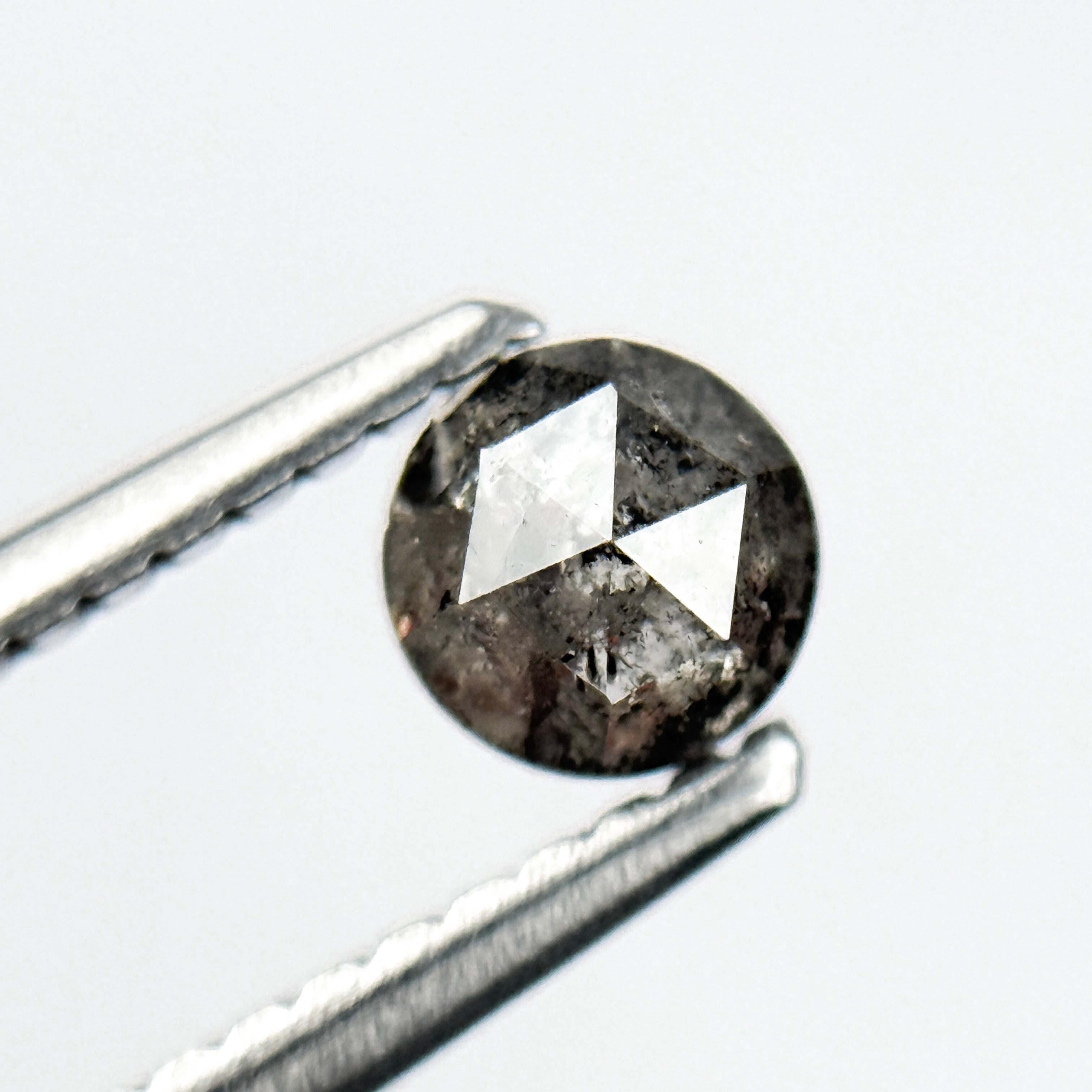 0.43 Ct Round Rose Cut Grey Natural Salt and Pepper Diamond